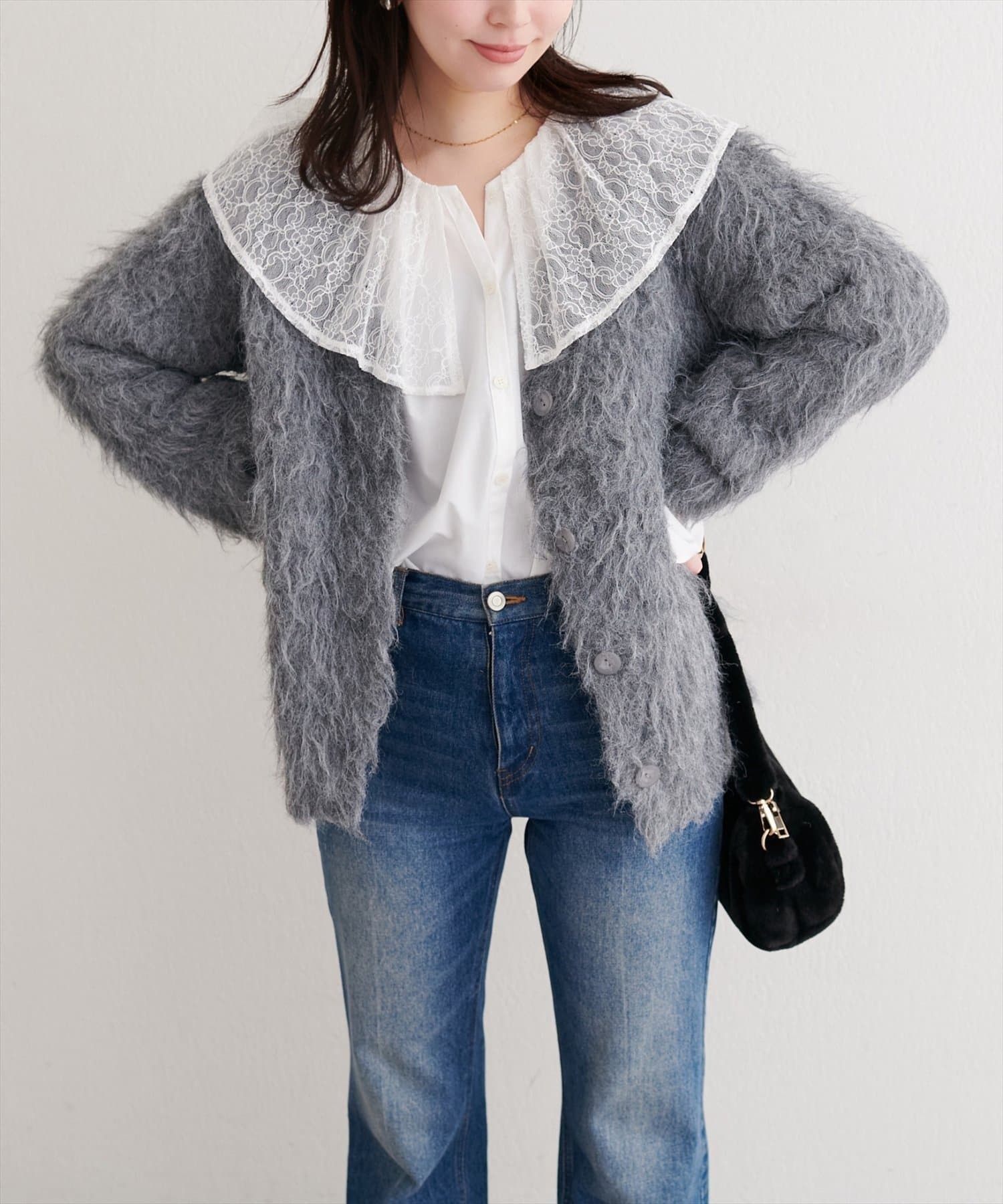 NICE CLAUP / OLIVE des OLIVE OUTLET(ナイスクラップ  / オリーブ デ オリーブ アウトレット) 【natural couture】レースケープカラーブラウス