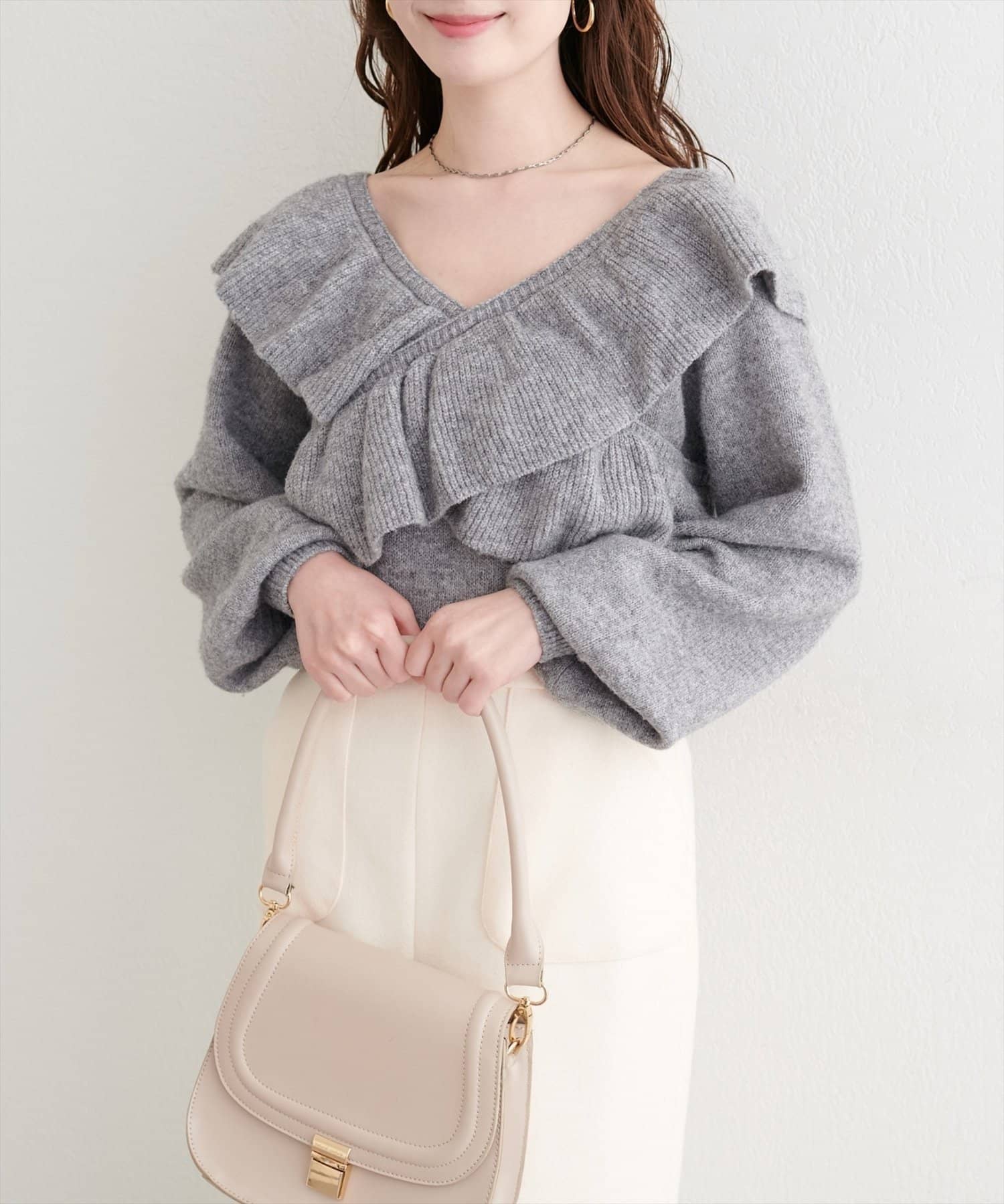 NICE CLAUP / OLIVE des OLIVE OUTLET(ナイスクラップ  / オリーブ デ オリーブ アウトレット) 【natural couture】クロスフリルニット