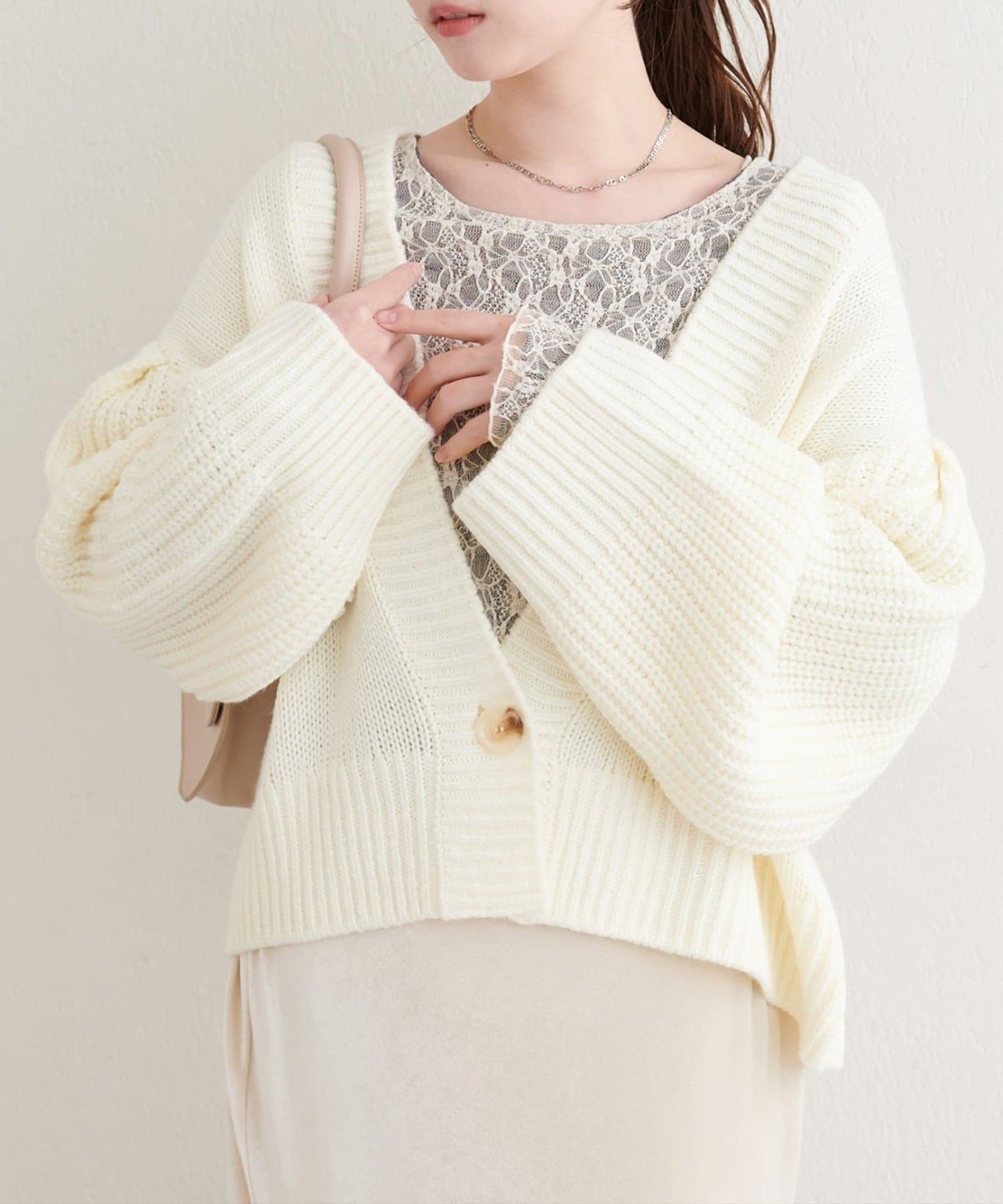 NICE CLAUP / OLIVE des OLIVE OUTLET(ナイスクラップ  / オリーブ デ オリーブ アウトレット) 【natural couture】ざっくり編みカーディガン