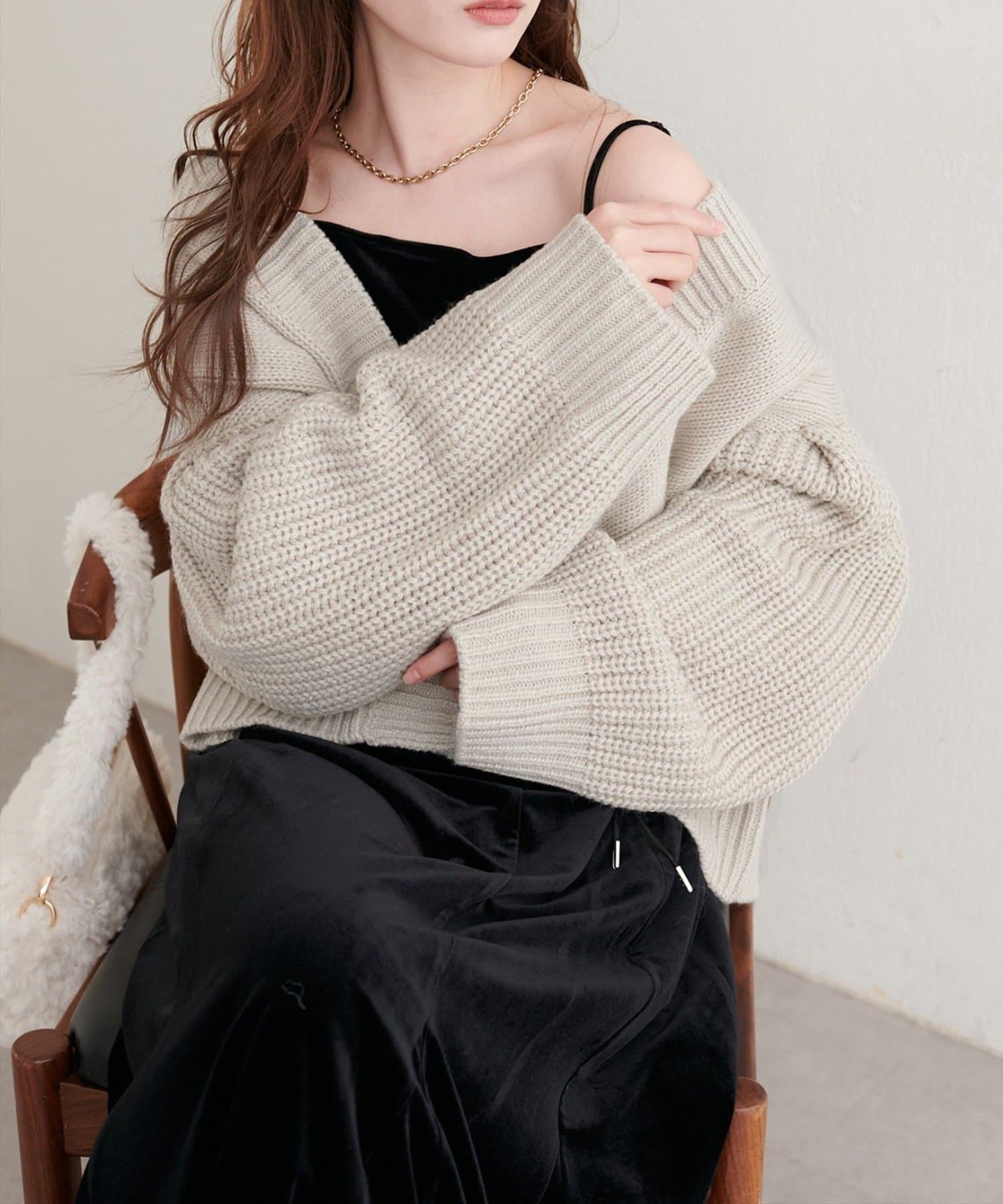 NICE CLAUP / OLIVE des OLIVE OUTLET(ナイスクラップ  / オリーブ デ オリーブ アウトレット) 【natural couture】ざっくり編みカーディガン