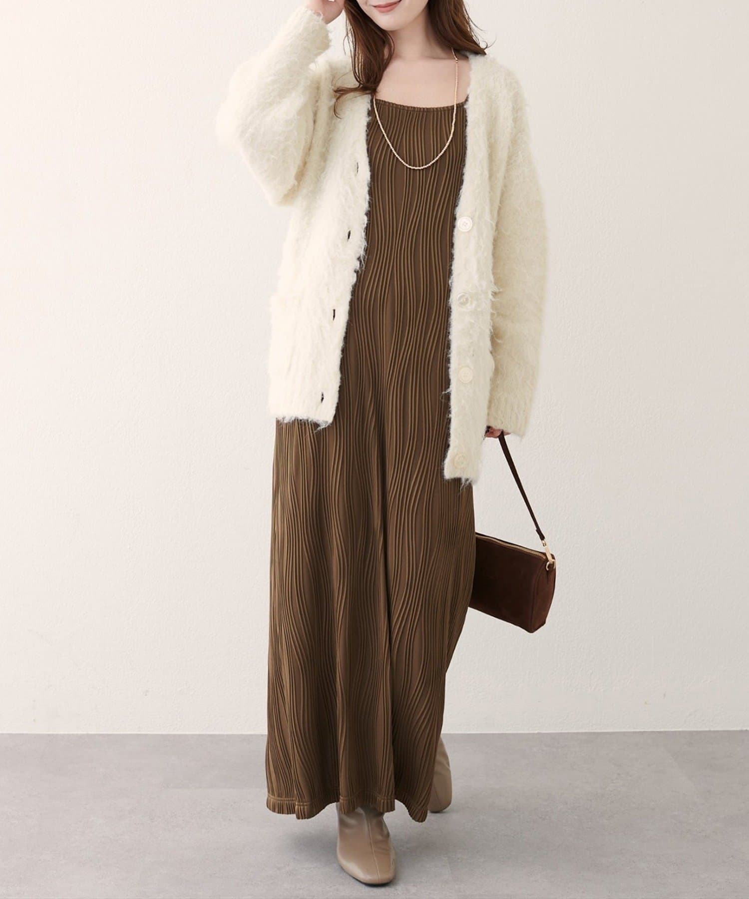 NICE CLAUP / OLIVE des OLIVE OUTLET(ナイスクラップ  / オリーブ デ オリーブ アウトレット) 【natural couture】流線ストライプナローワンピース