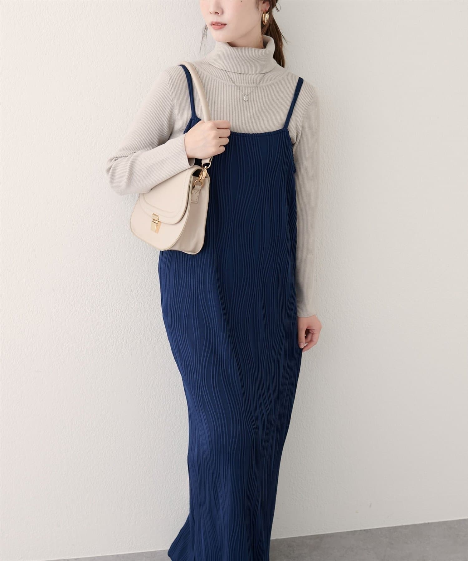 NICE CLAUP / OLIVE des OLIVE OUTLET(ナイスクラップ  / オリーブ デ オリーブ アウトレット) 【natural couture】流線ストライプナローワンピース