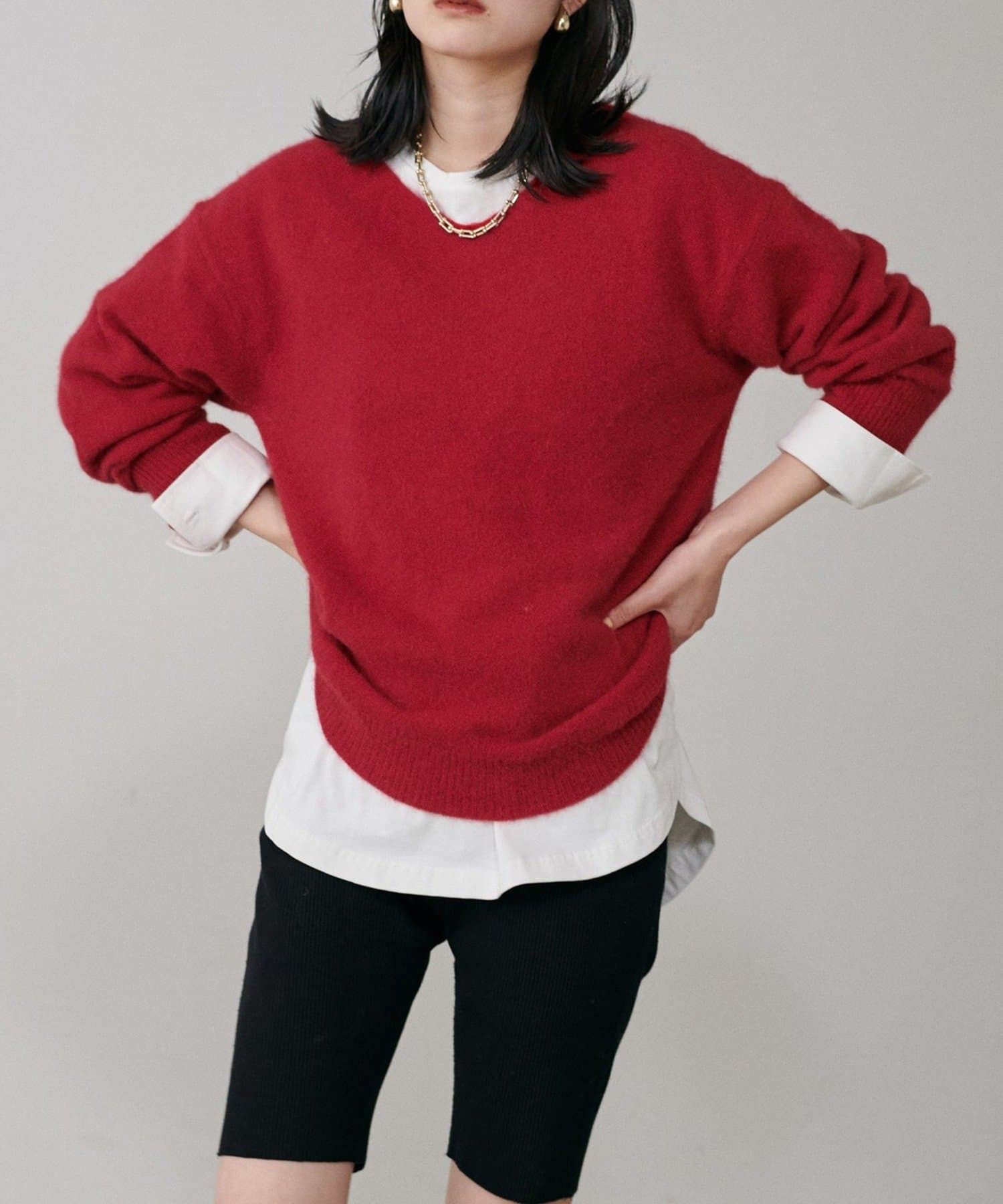 NICE CLAUP / OLIVE des OLIVE OUTLET(ナイスクラップ  / オリーブ デ オリーブ アウトレット) 【LARUTA】FOX混２WAYニットプルオーバー