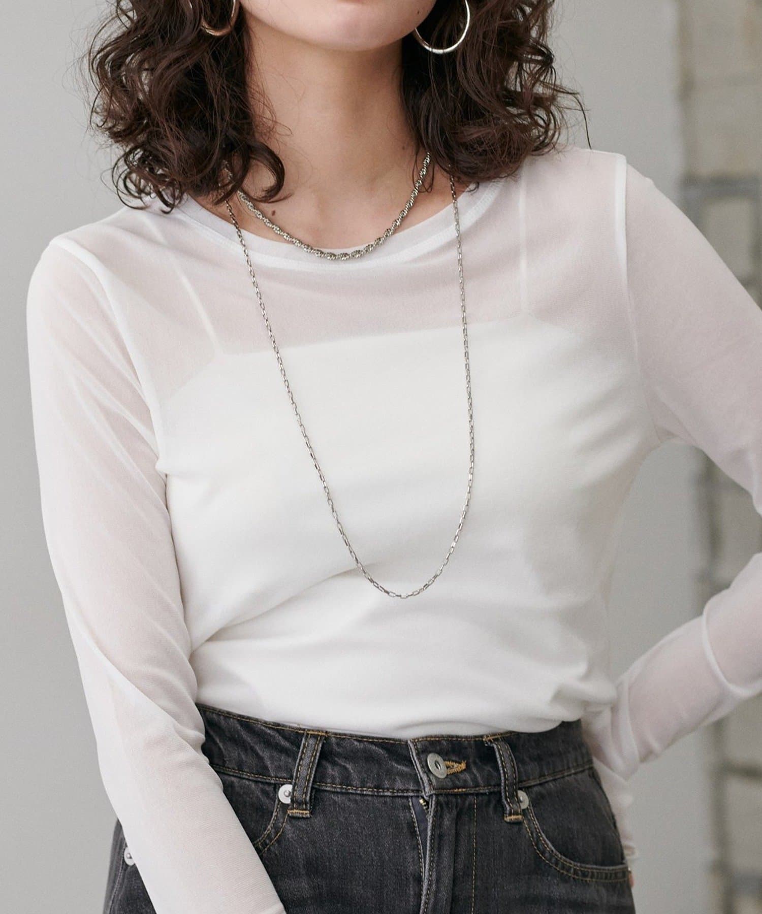 NICE CLAUP / OLIVE des OLIVE OUTLET(ナイスクラップ  / オリーブ デ オリーブ アウトレット) 【LARUTA】メッシュチュールプルオーバー