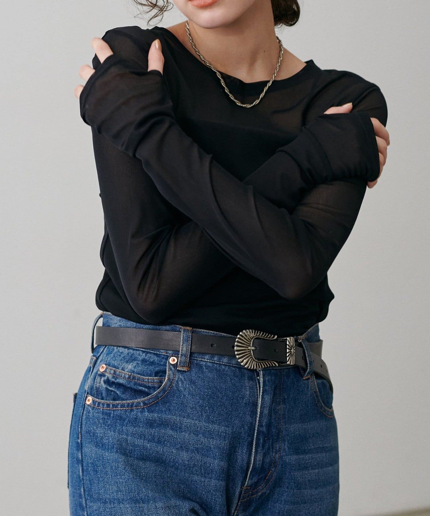 NICE CLAUP / OLIVE des OLIVE OUTLET(ナイスクラップ  / オリーブ デ オリーブ アウトレット) 【LARUTA】メッシュチュールプルオーバー