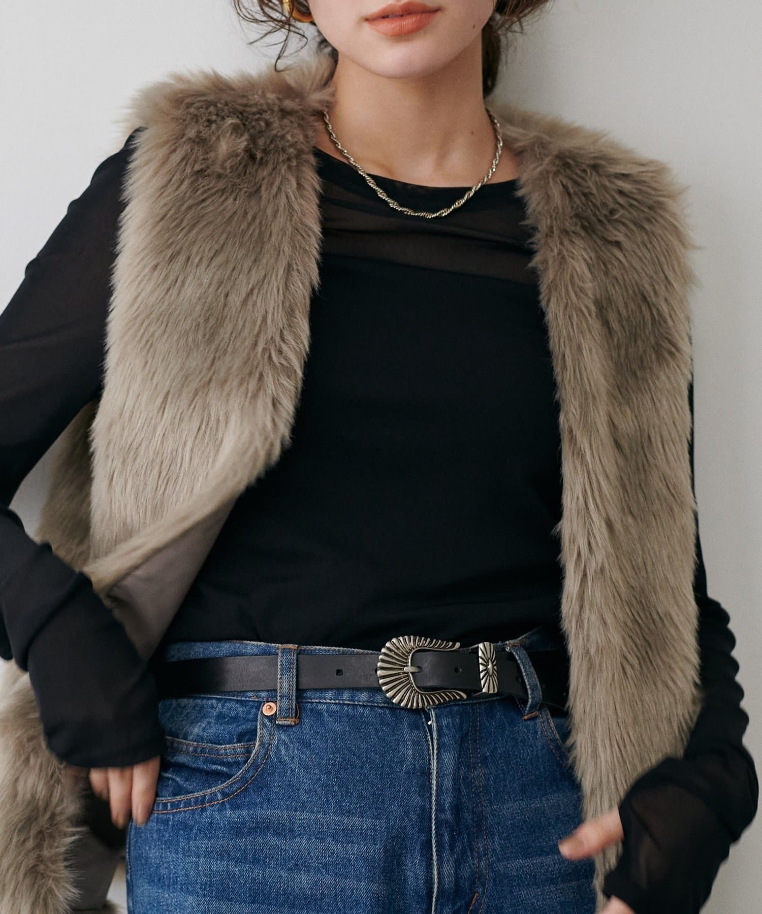 NICE CLAUP / OLIVE des OLIVE OUTLET(ナイスクラップ  / オリーブ デ オリーブ アウトレット) 【LARUTA】メッシュチュールプルオーバー