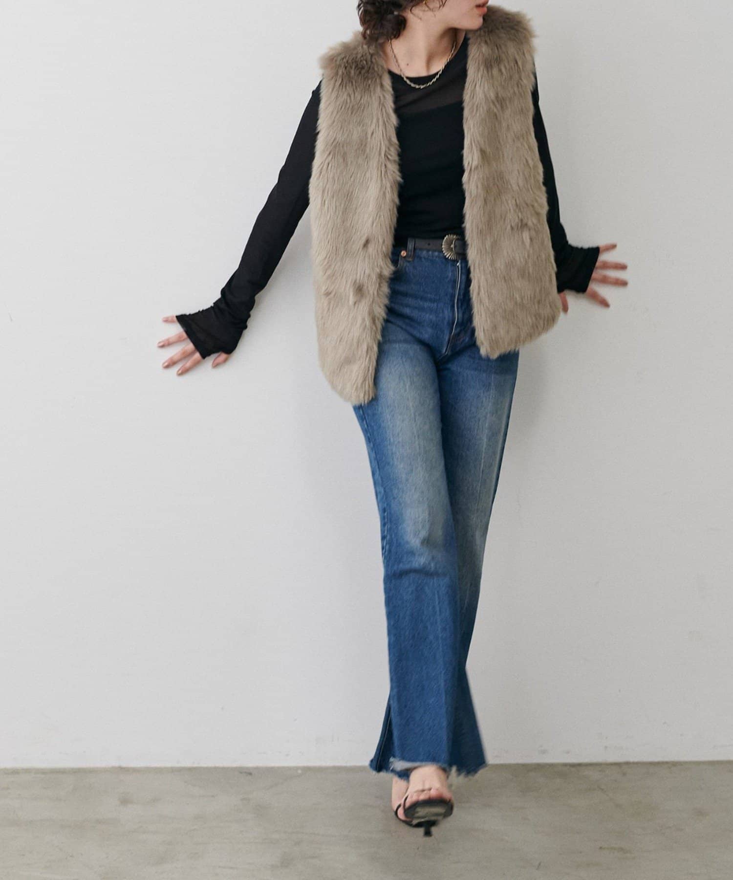 NICE CLAUP / OLIVE des OLIVE OUTLET(ナイスクラップ  / オリーブ デ オリーブ アウトレット) 【LARUTA】メッシュチュールプルオーバー