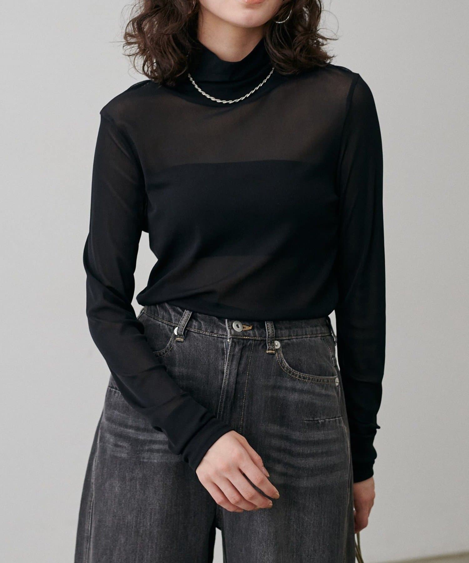 NICE CLAUP / OLIVE des OLIVE OUTLET(ナイスクラップ  / オリーブ デ オリーブ アウトレット) 【LARUTA】メッシュチュールタートルプルオーバー