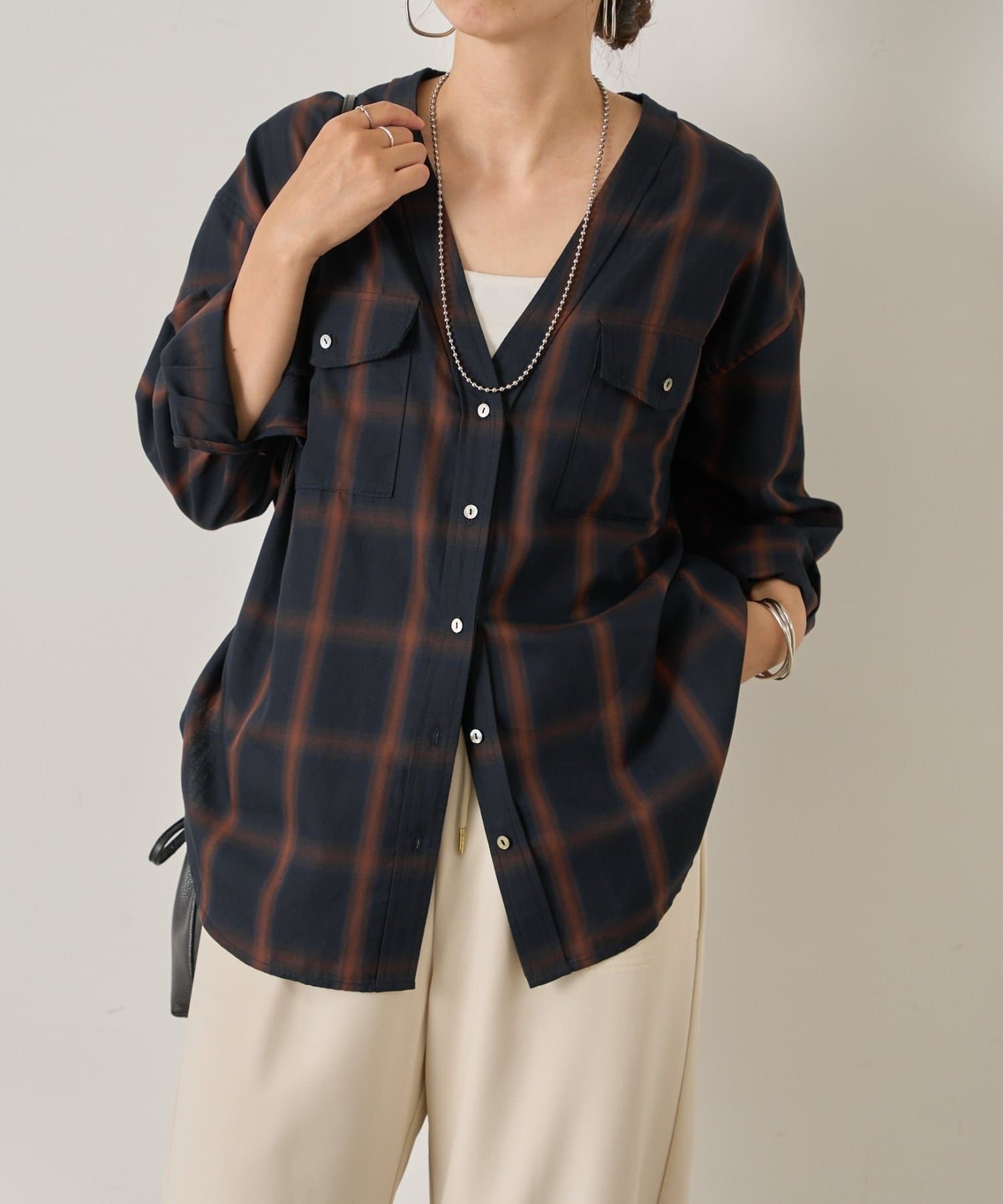 Jena　espace merveilleux(ジェナ　エスパスメルヴェイユ) オンブレーチェックダブルシャツ