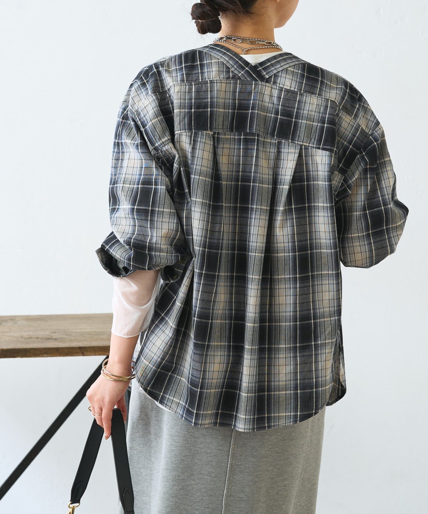 Jena　espace merveilleux(ジェナ　エスパスメルヴェイユ) チェックダブルVシャツ