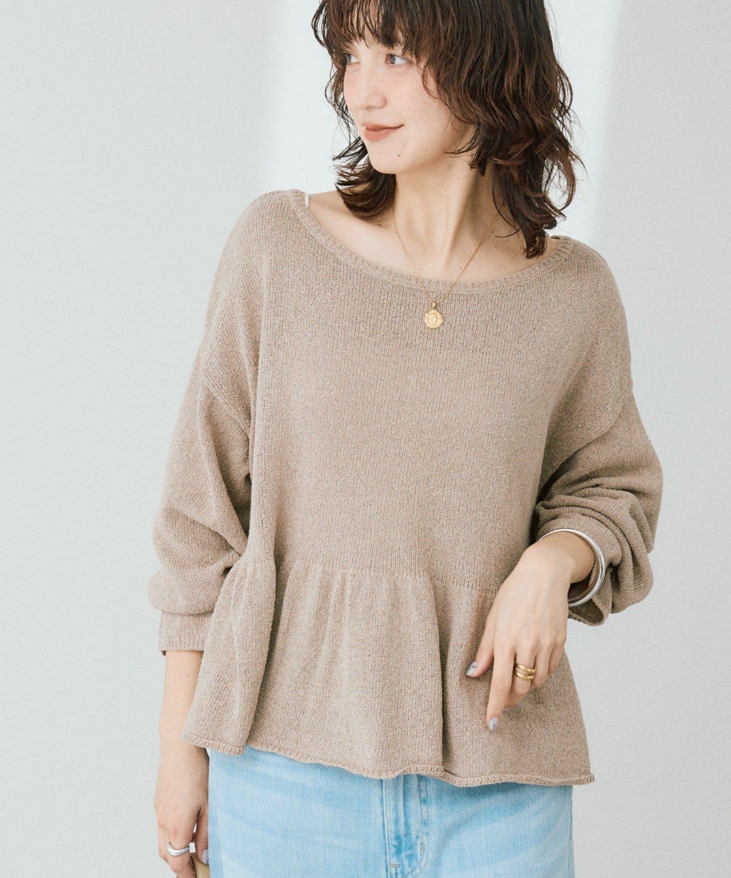 RIVE DROITE(リヴドロワ) 予約【大人の甘さを演出】ルーズペプラムニット