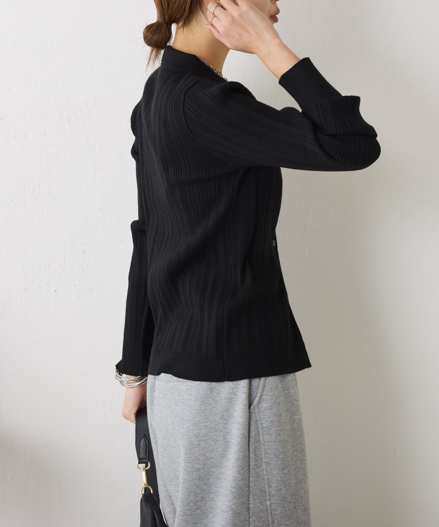 Jena　espace merveilleux(ジェナ　エスパスメルヴェイユ) 【ロングシーズン使える◎】ポロニットカーディガン