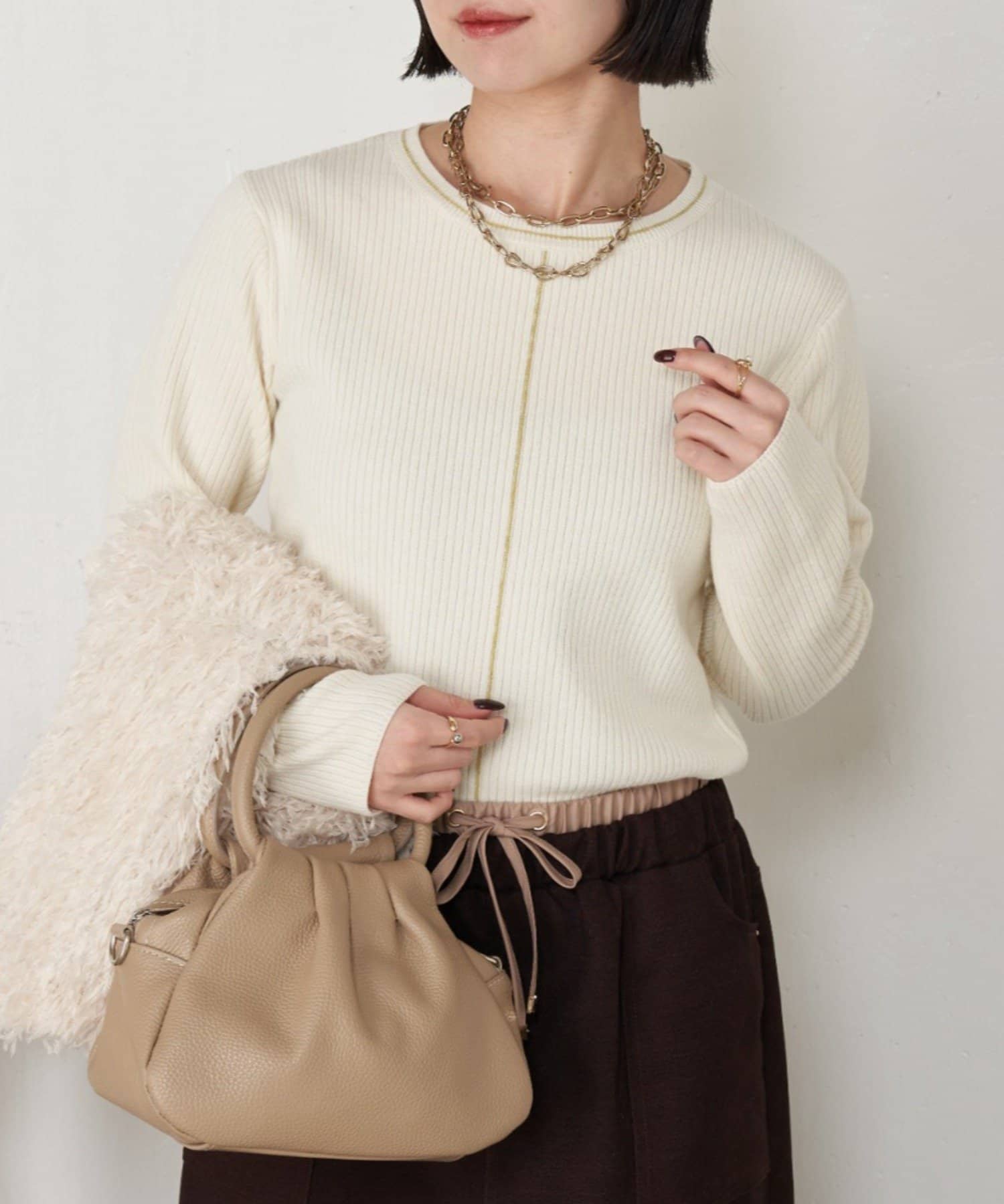 Jena　espace merveilleux(ジェナ　エスパスメルヴェイユ) 【すっきり見え】スリムラインリブニット