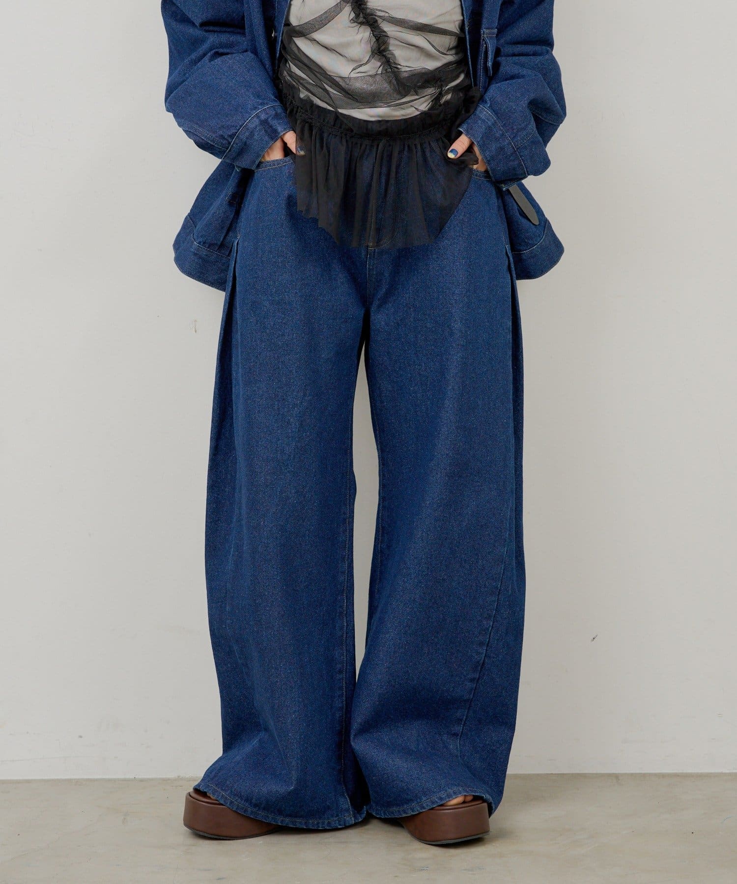 Kastane(カスタネ) 【WHIMSIC/2サイズ展開/SETUP対応】サイドタックデニムパンツ