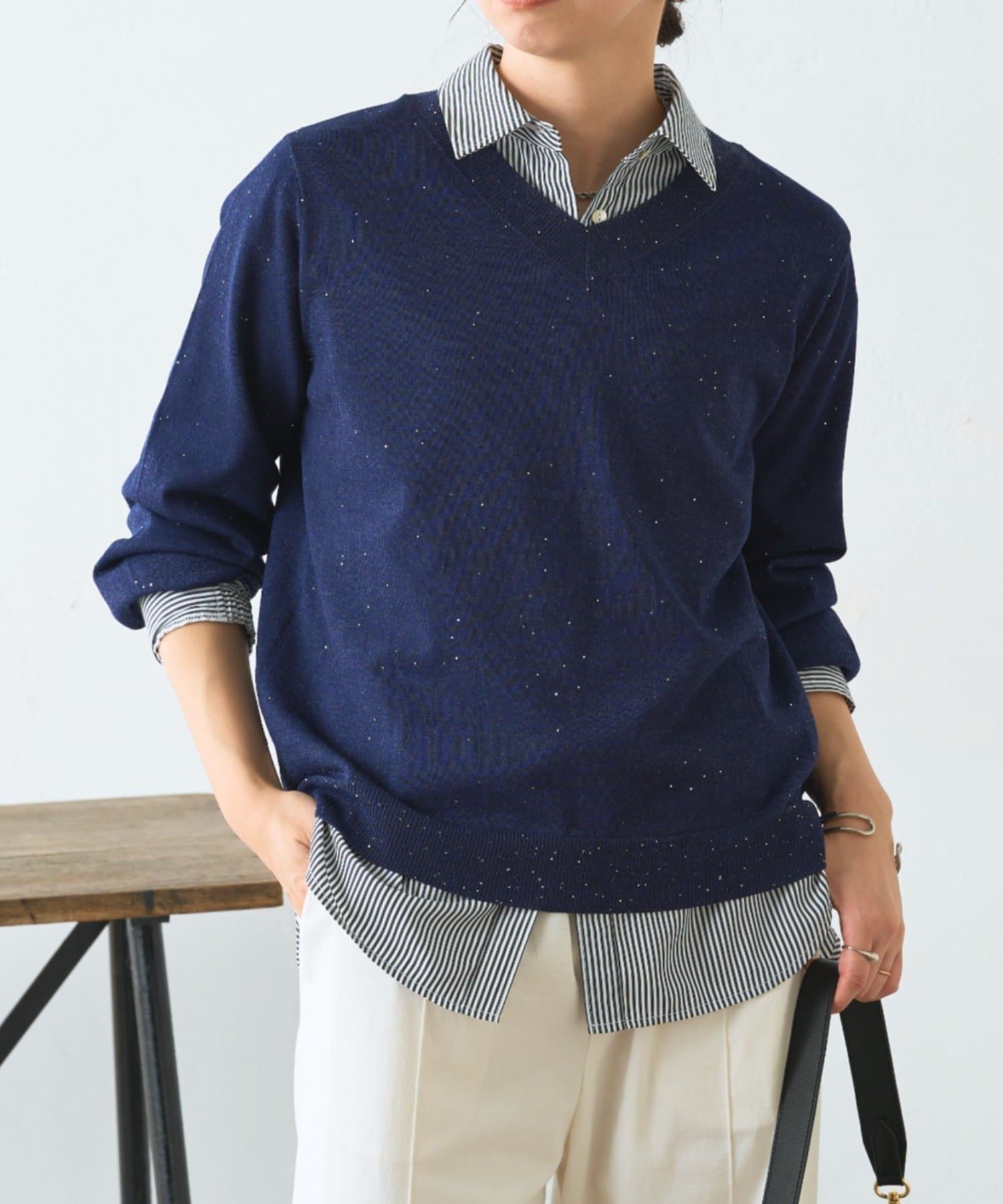 Jena　espace merveilleux(ジェナ　エスパスメルヴェイユ) ミニスパンコールVニット