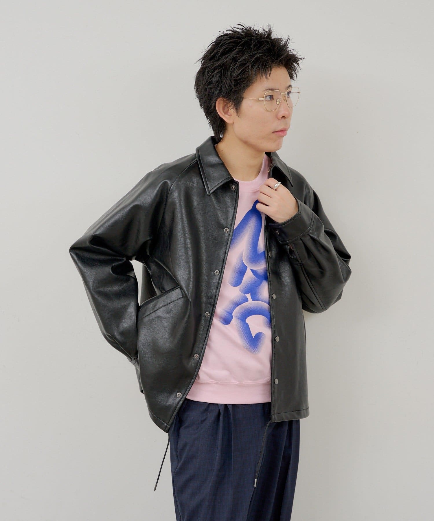 Kastane(カスタネ) 【WHIMSIC/2サイズ展開】ヴィーガンレザーコーチジャケット