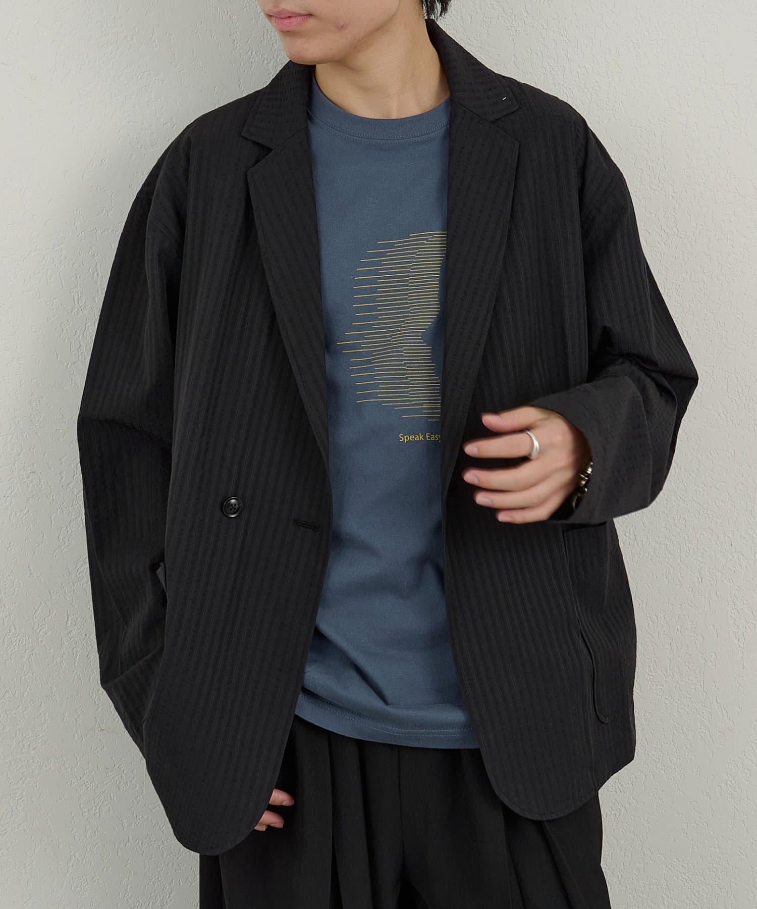 Kastane(カスタネ) 【WHIMSIC】シアーサッカーストライプ ダブルブレストジャケット