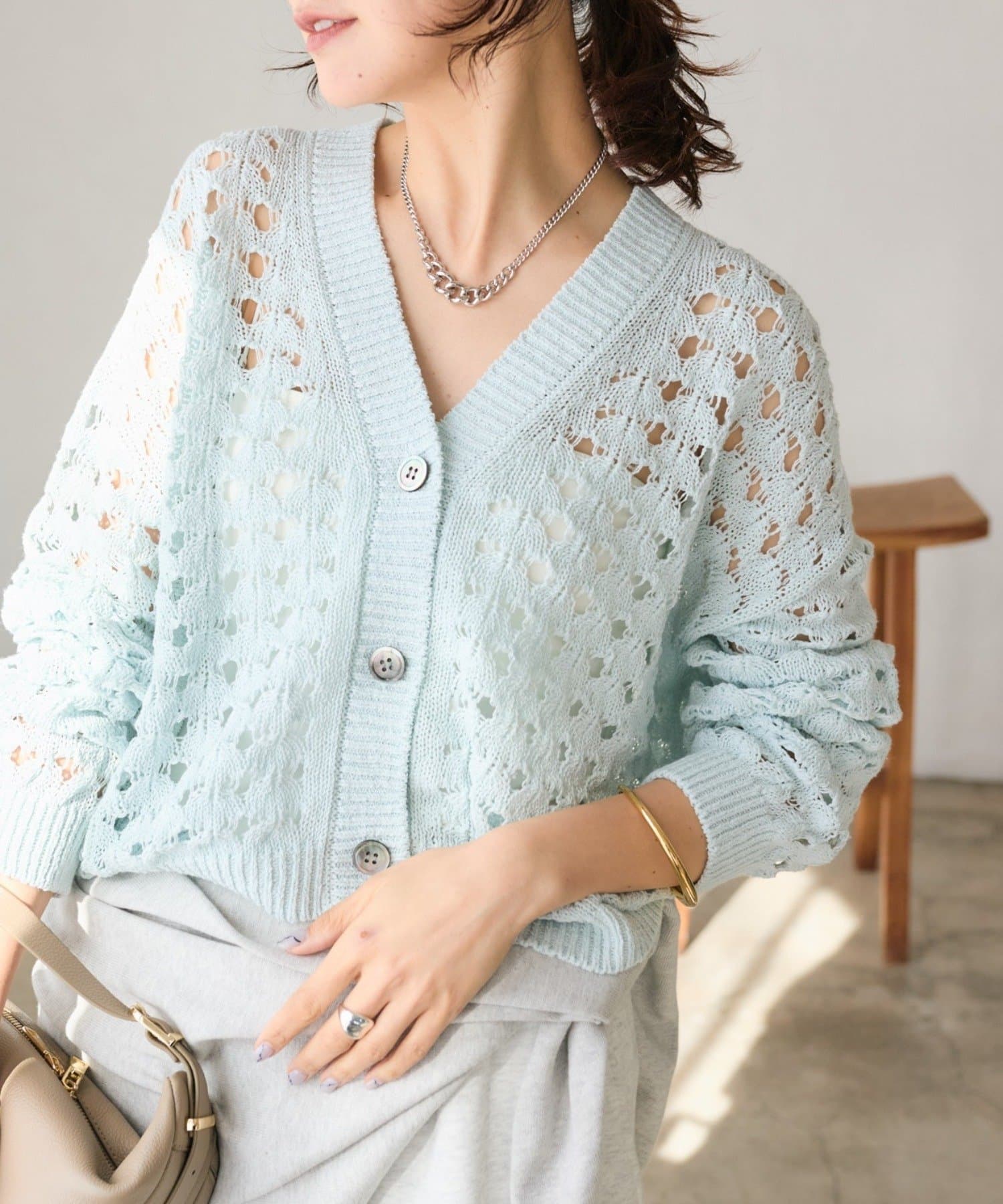 RIVE DROITE(リヴドロワ) 予約【夏まで使える】透かし編みカーディガン