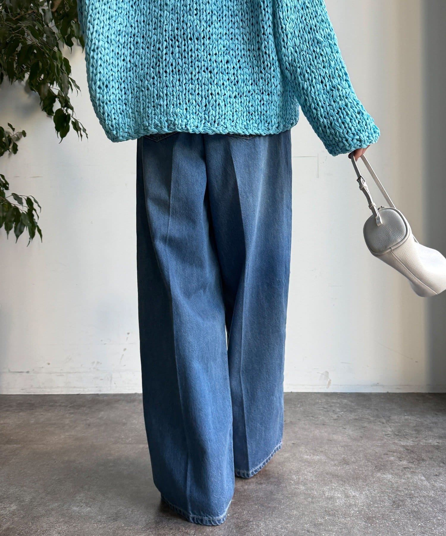 DOUDOU(ドゥドゥ) ダメージワイドデニム