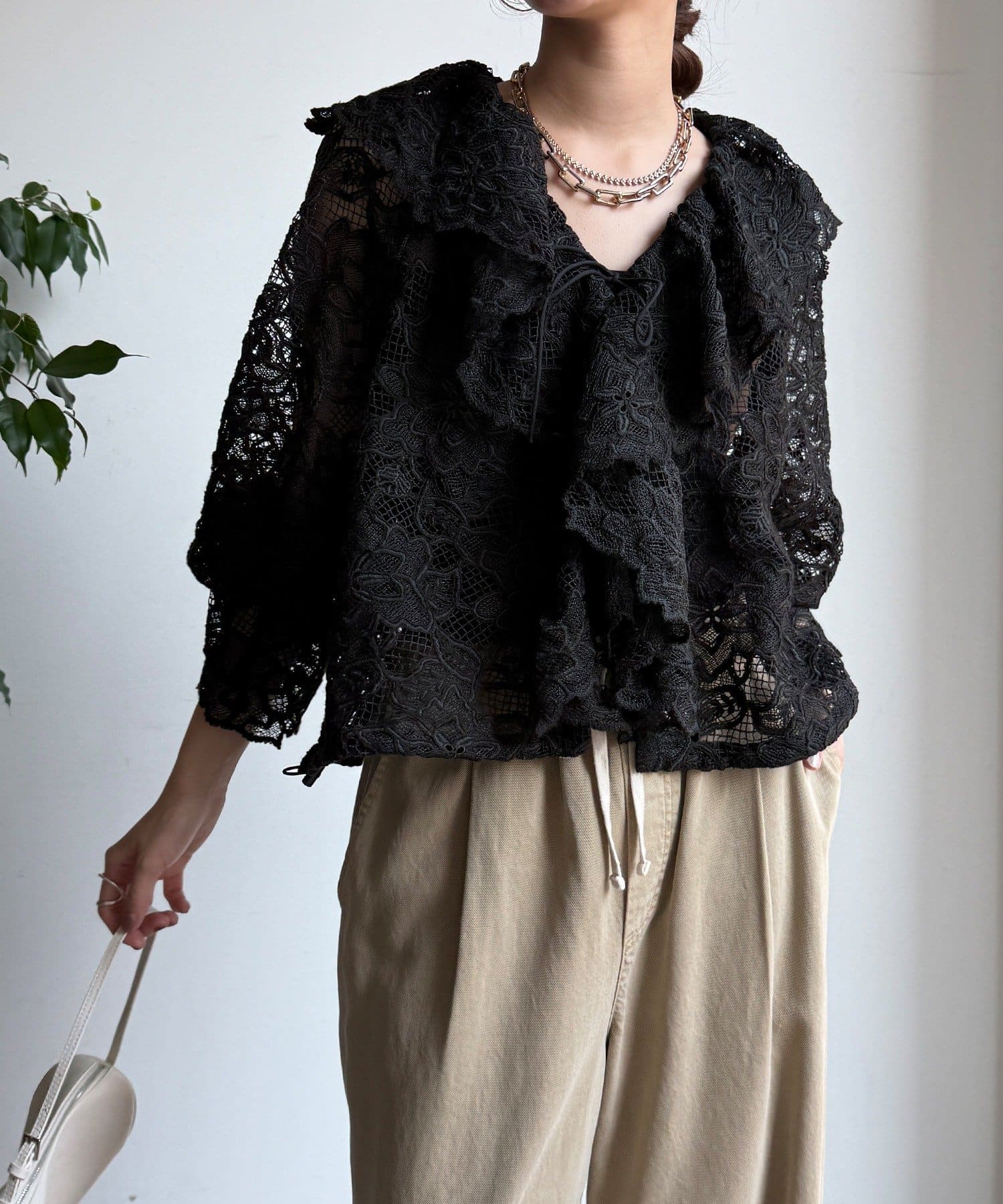 DOUDOU(ドゥドゥ) レースボレロシャツ