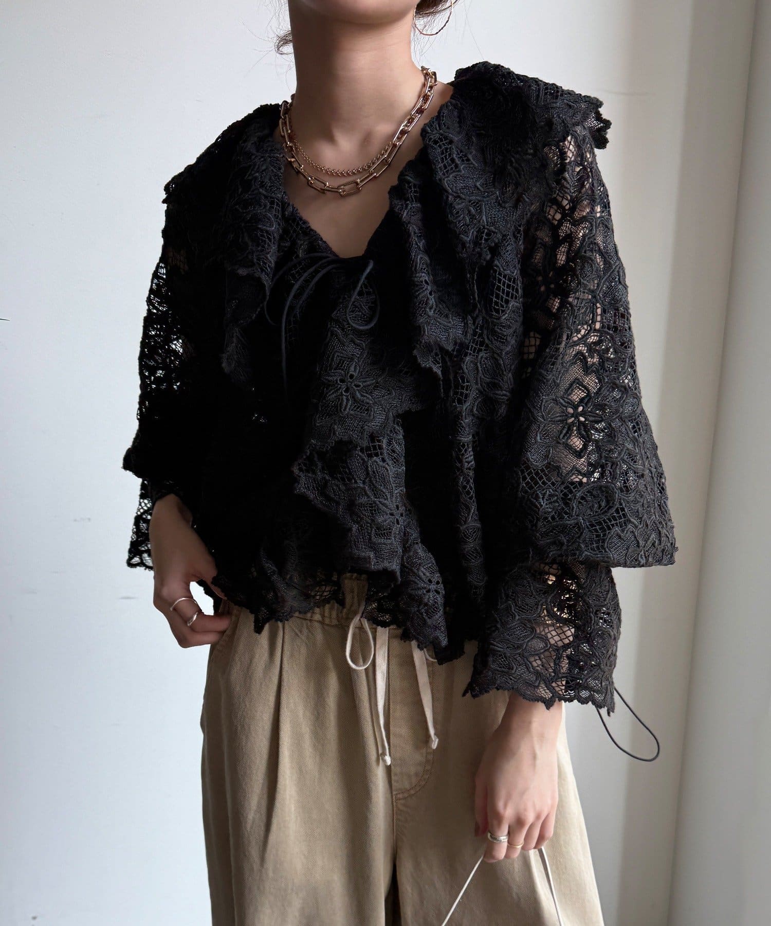 DOUDOU(ドゥドゥ) レースボレロシャツ