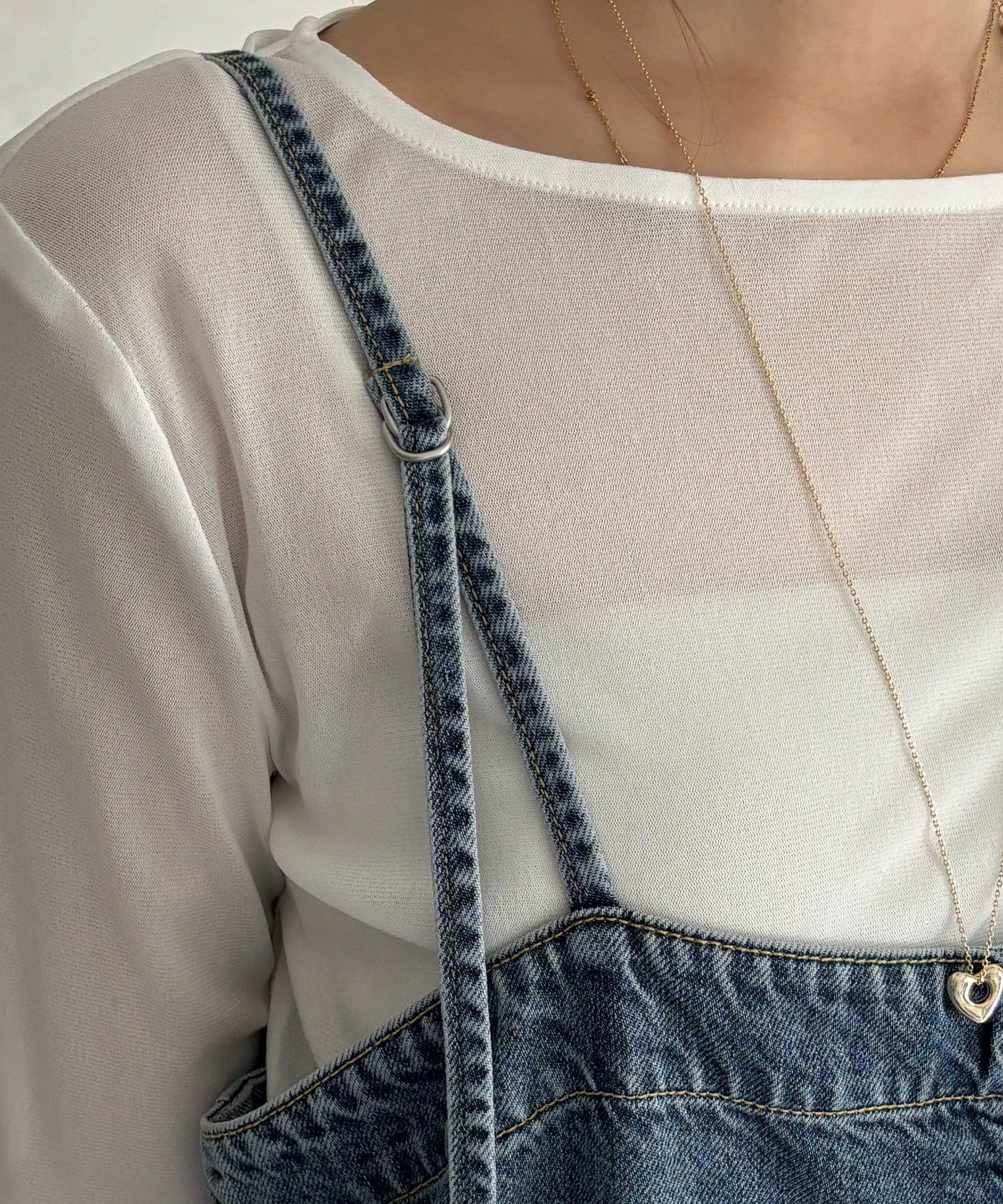 DOUDOU(ドゥドゥ) センタープレスデニムサロペット