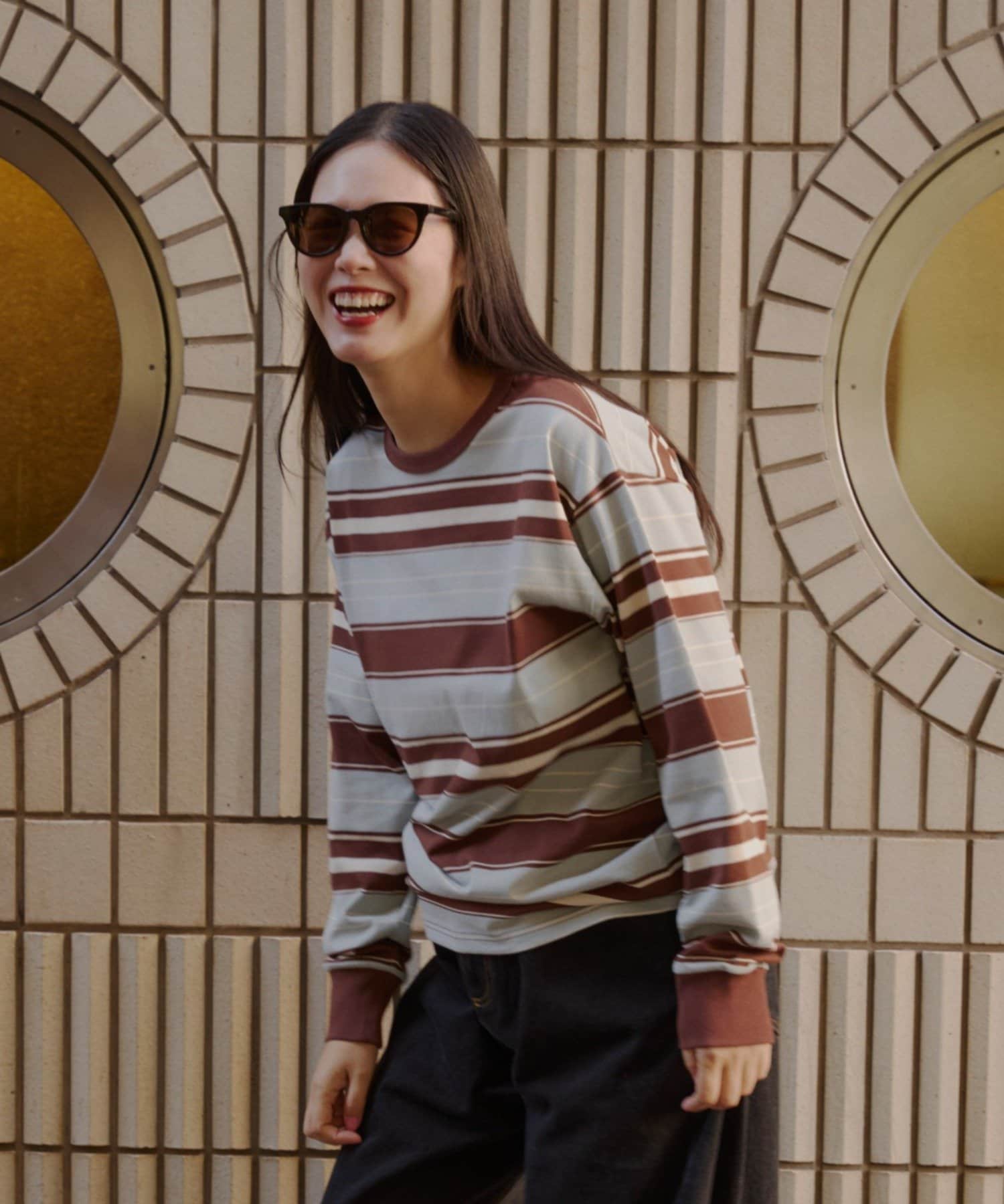 Kastane(カスタネ) 【WHIMSIC/2サイズ展開】ミックスボーダーロングスリーブTシャツ