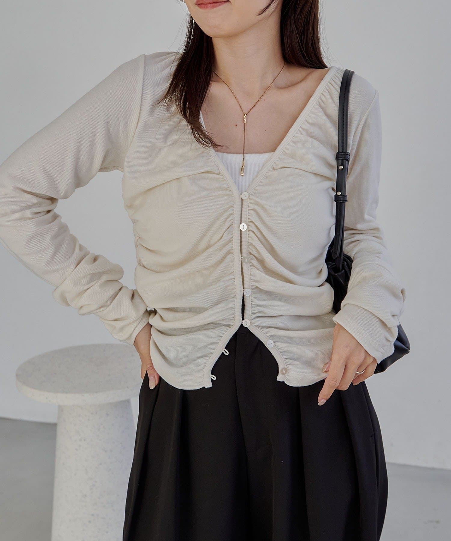 CAPRICIEUX LE'MAGE(カプリシュレマージュ) パイピングドレープカーディガン