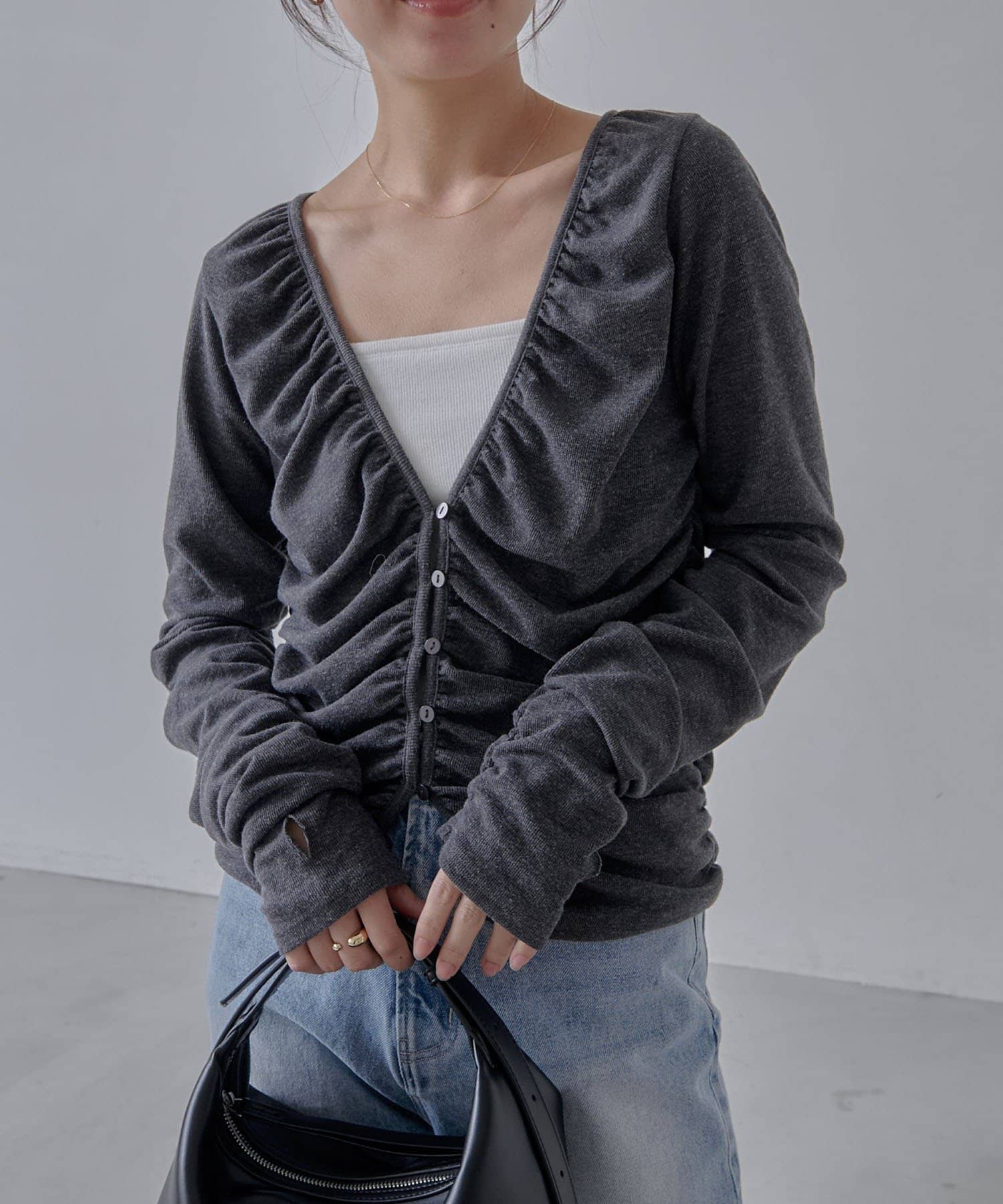 CAPRICIEUX LE'MAGE(カプリシュレマージュ) パイピングドレープカーディガン