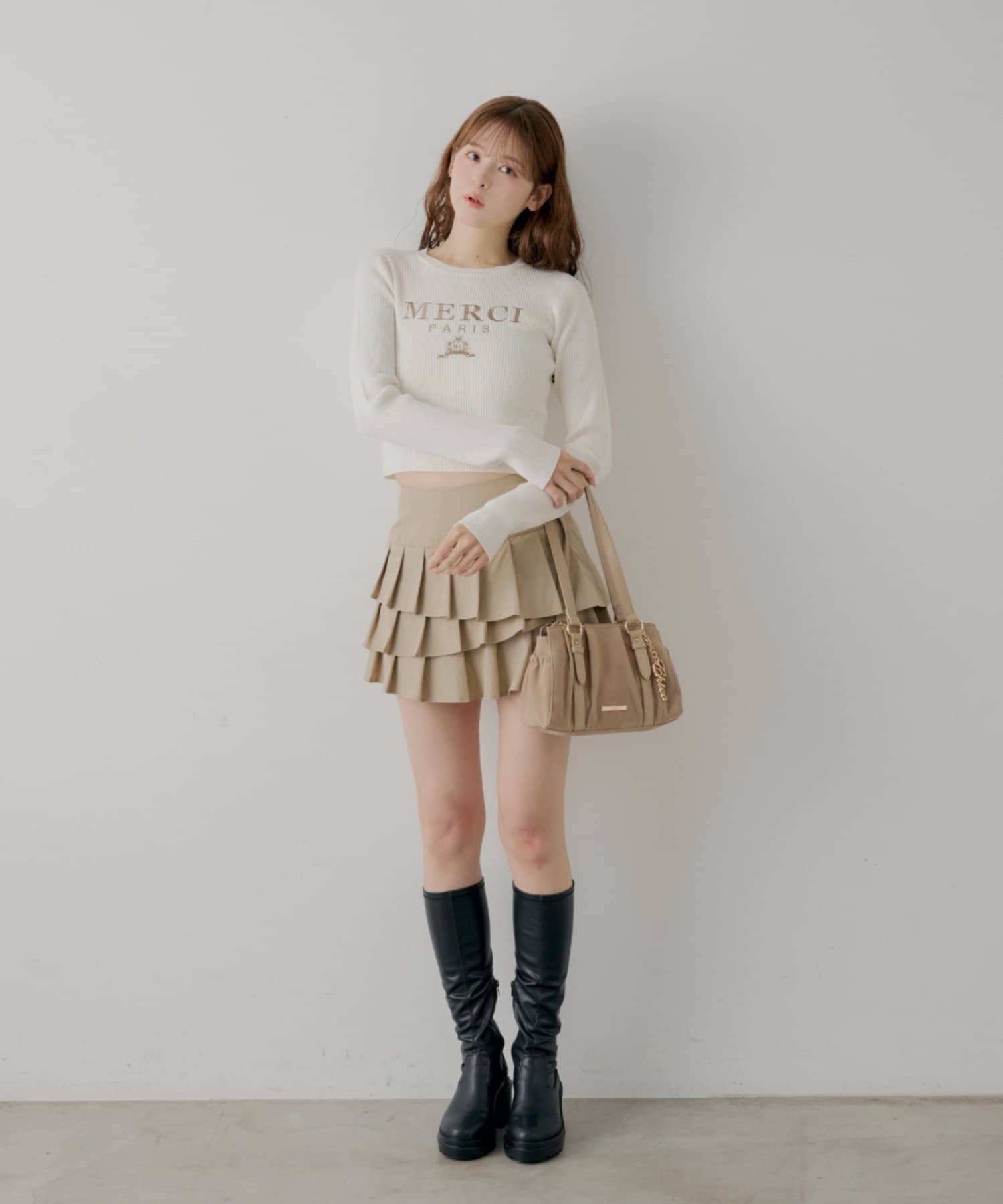 Chico(チコ) レイヤードプリーツミニスカート