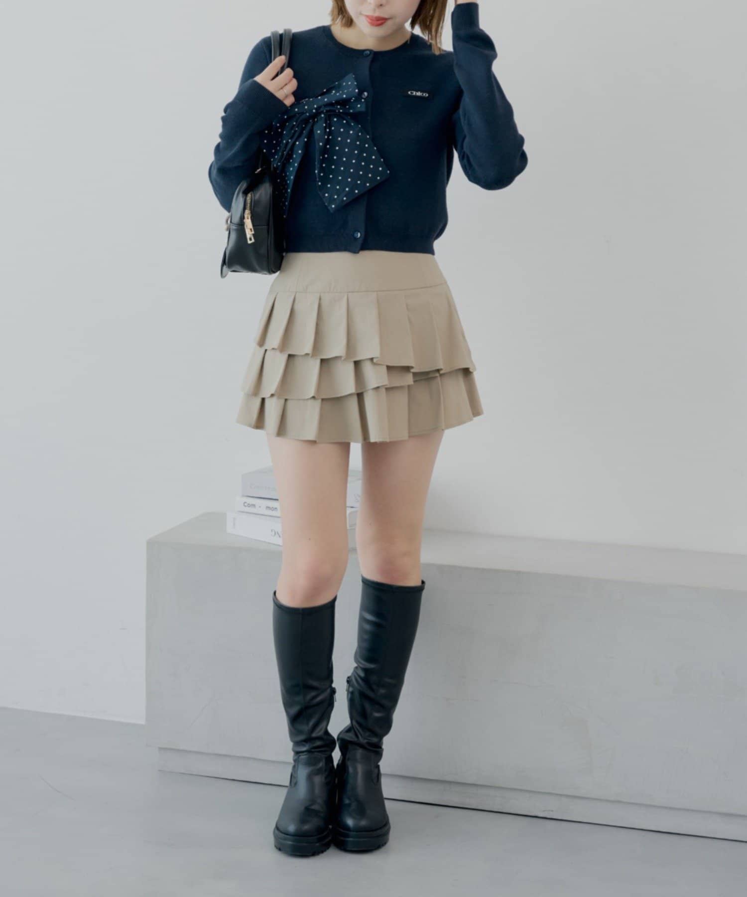 Chico(チコ) レイヤードプリーツミニスカート