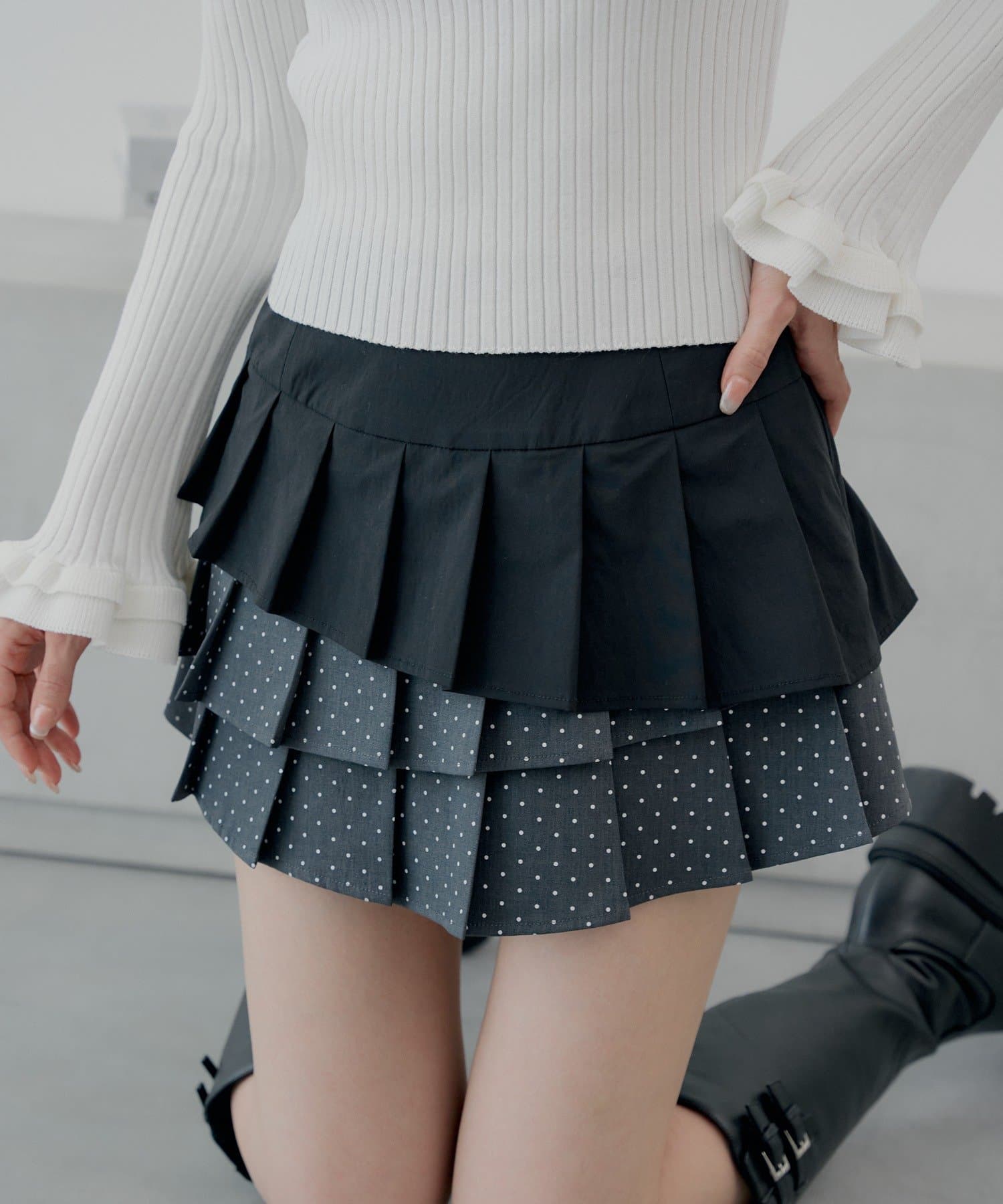 Chico(チコ) レイヤードプリーツミニスカート