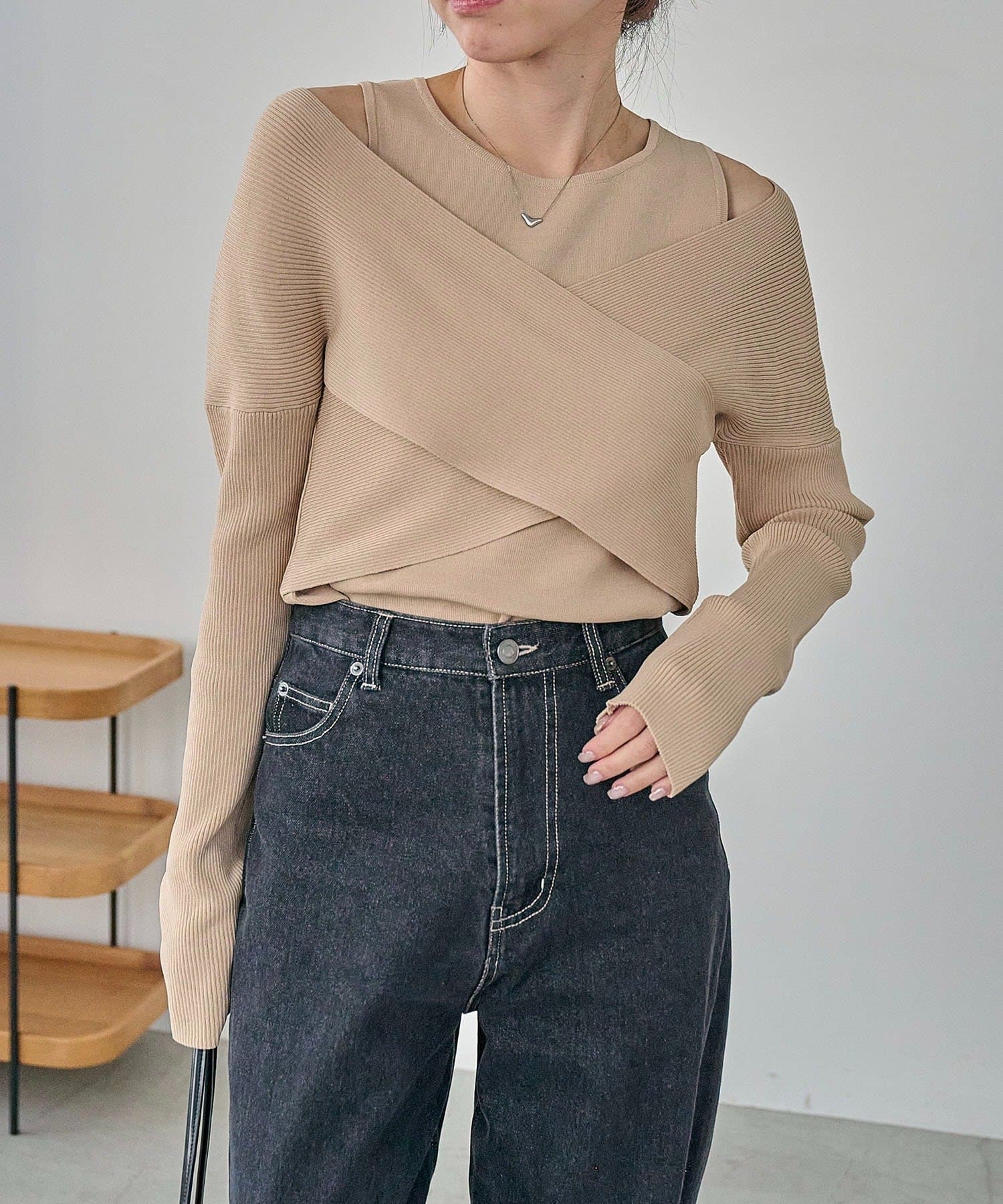 CAPRICIEUX LE'MAGE(カプリシュレマージュ) オフショルクロスレイヤードニット