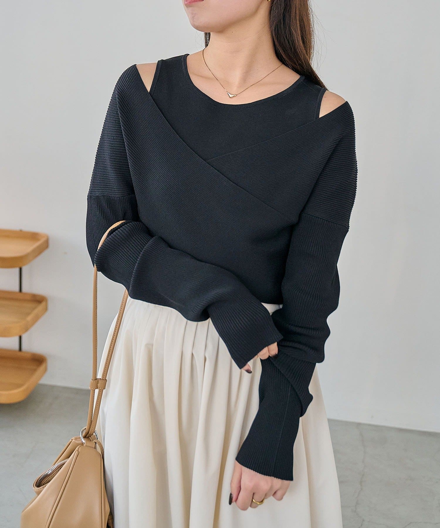 CAPRICIEUX LE'MAGE(カプリシュレマージュ) オフショルクロスレイヤードニット