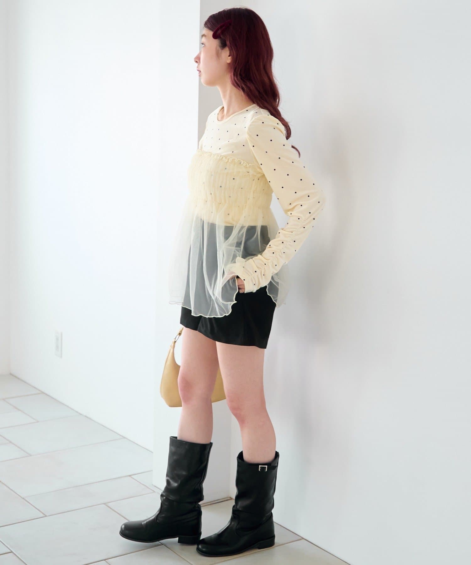 Kastane(カスタネ) 【1.1(木)12:00発売/WEB先行/ドット&ストライプ】	バリエーションチュールドッキングプルオーバー