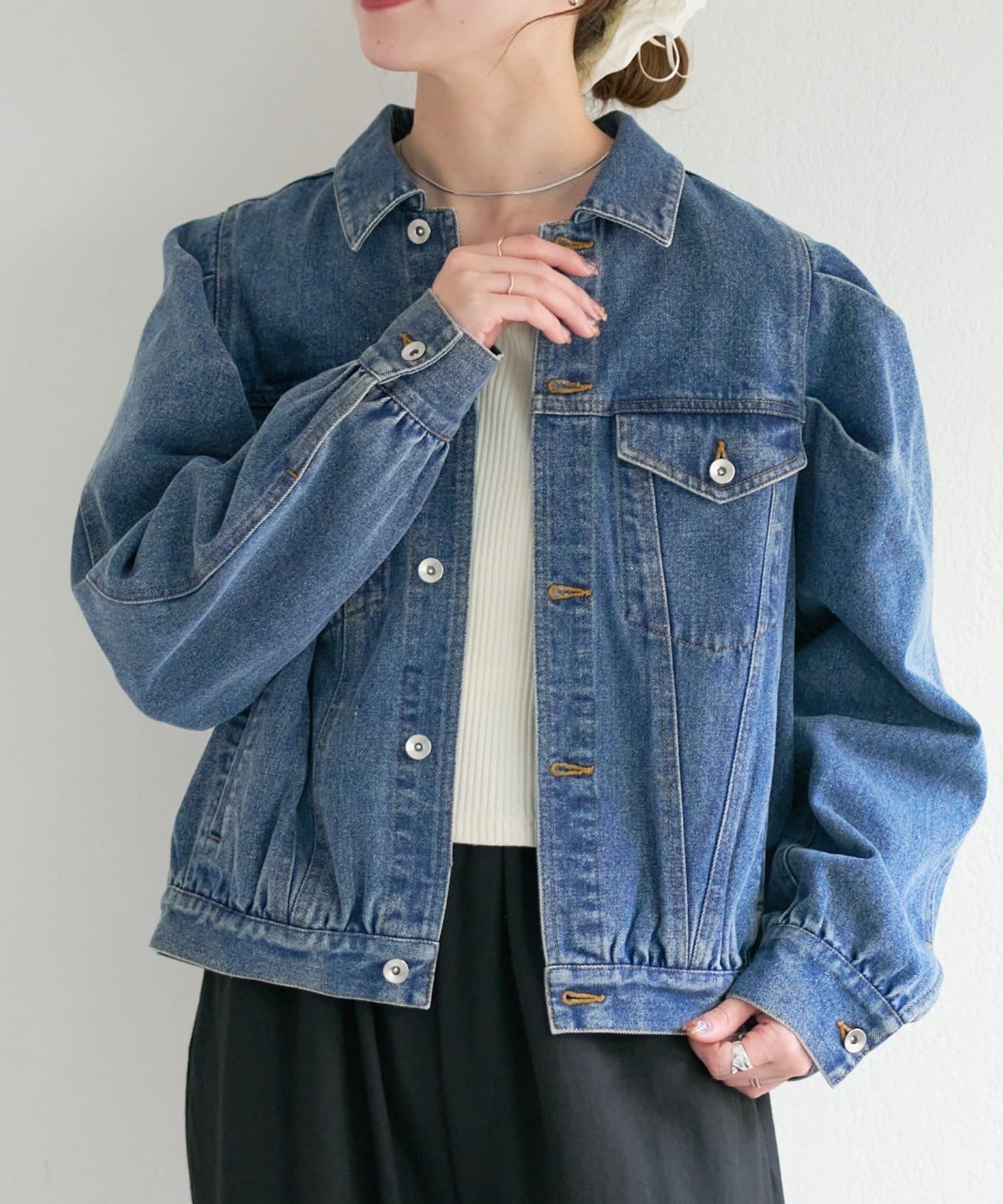 Kastane(カスタネ) 【S.Mサイズ展開】B デニムパフジャケット