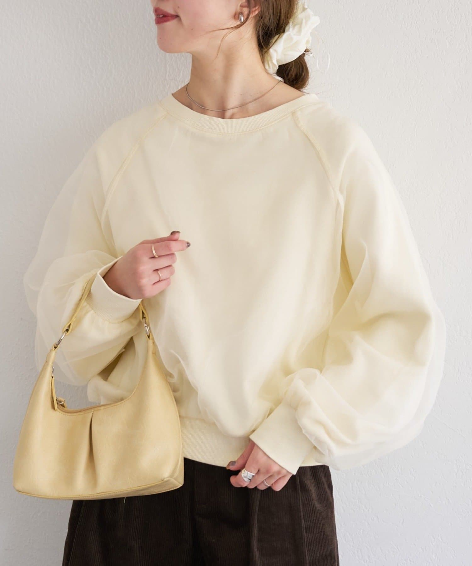 Kastane(カスタネ) B オーガンジーレイヤードスウェット