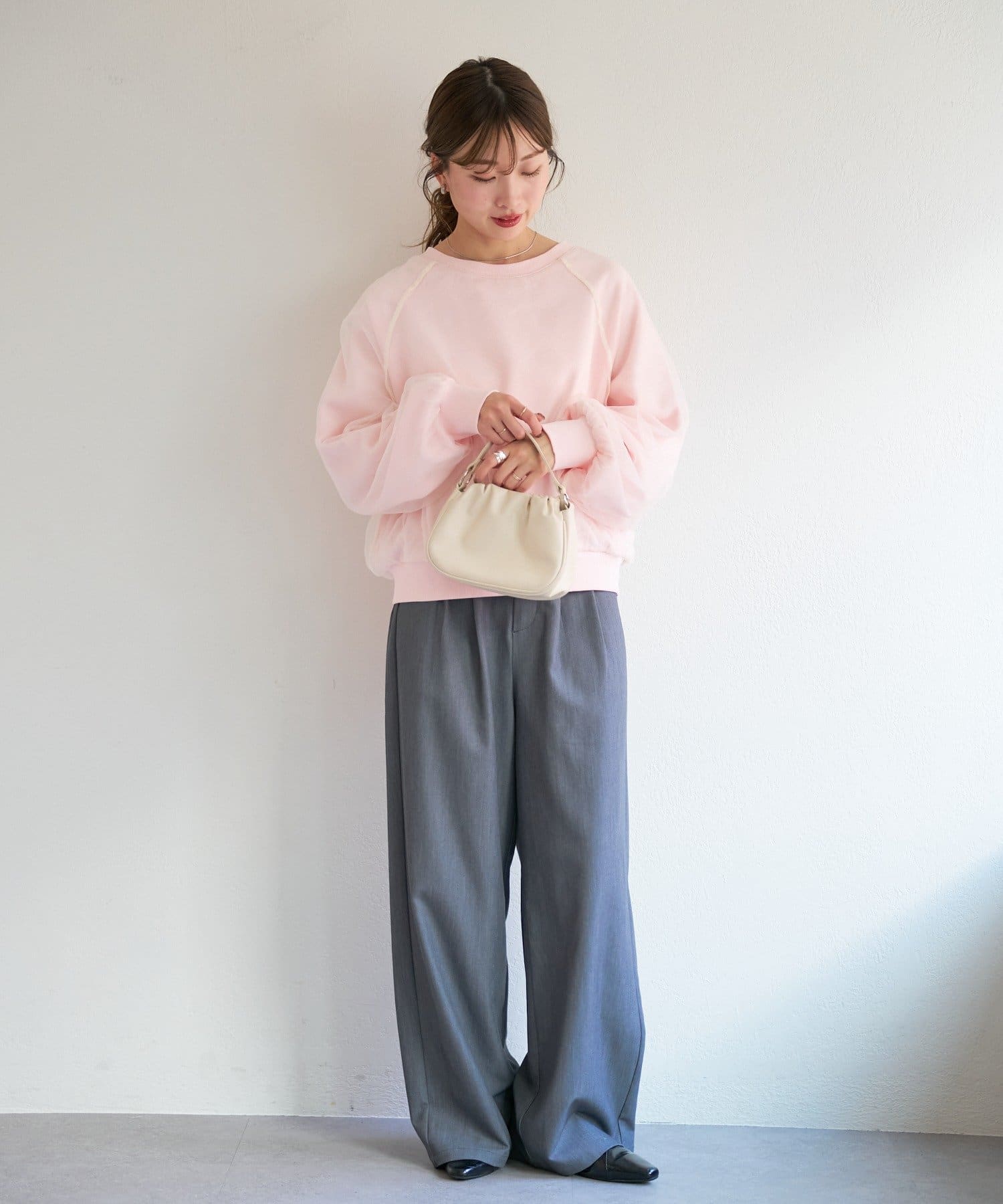 Kastane(カスタネ) B オーガンジーレイヤードスウェット