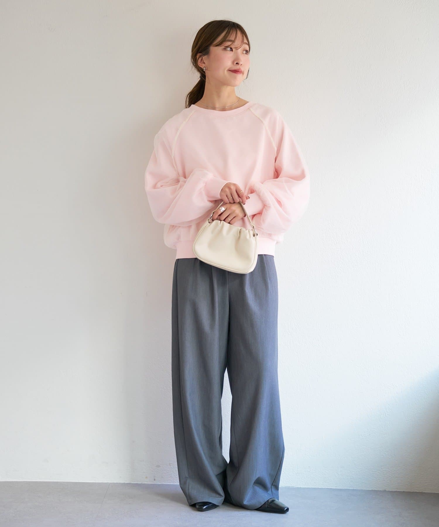 Kastane(カスタネ) B オーガンジーレイヤードスウェット