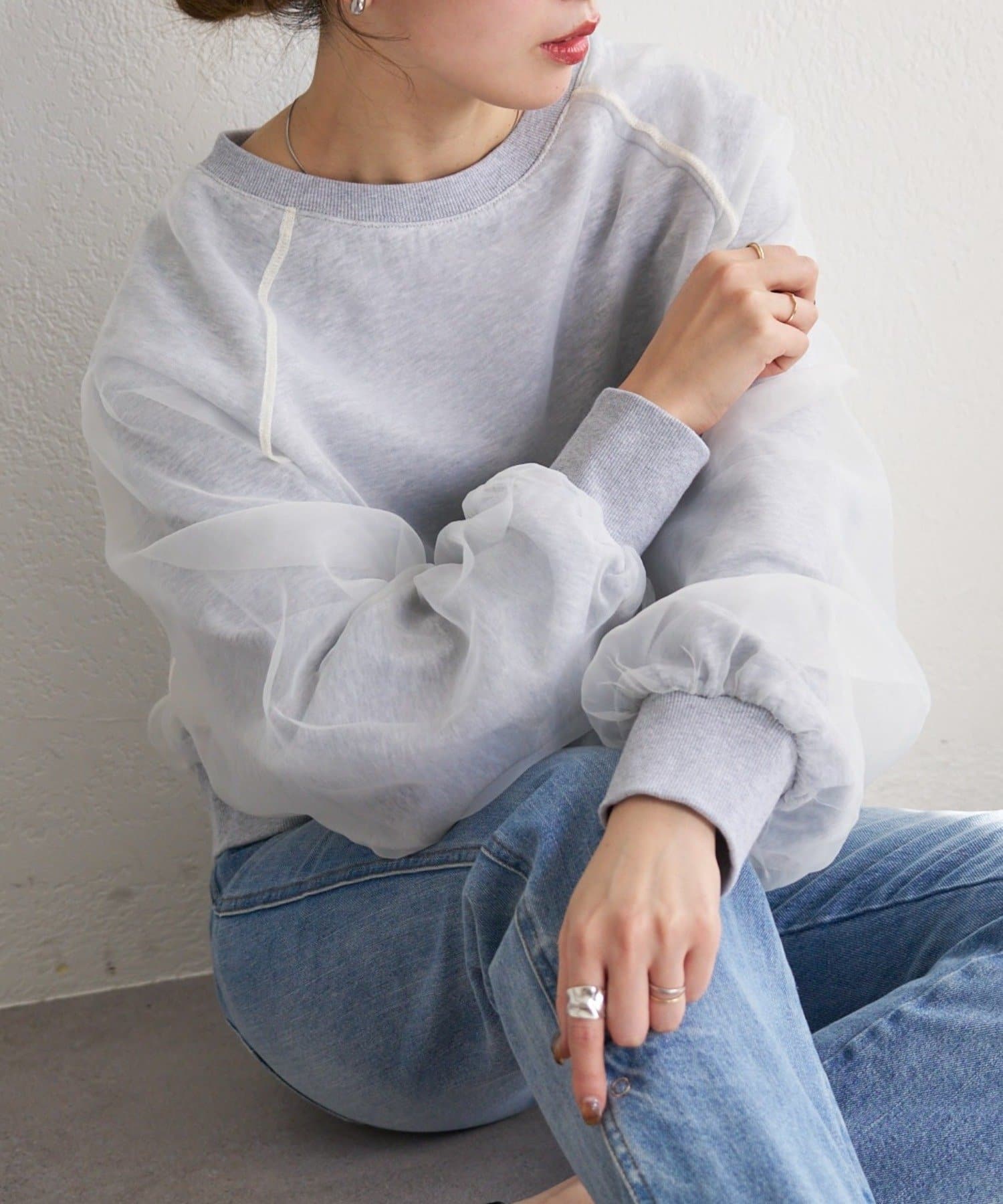 Kastane(カスタネ) B オーガンジーレイヤードスウェット