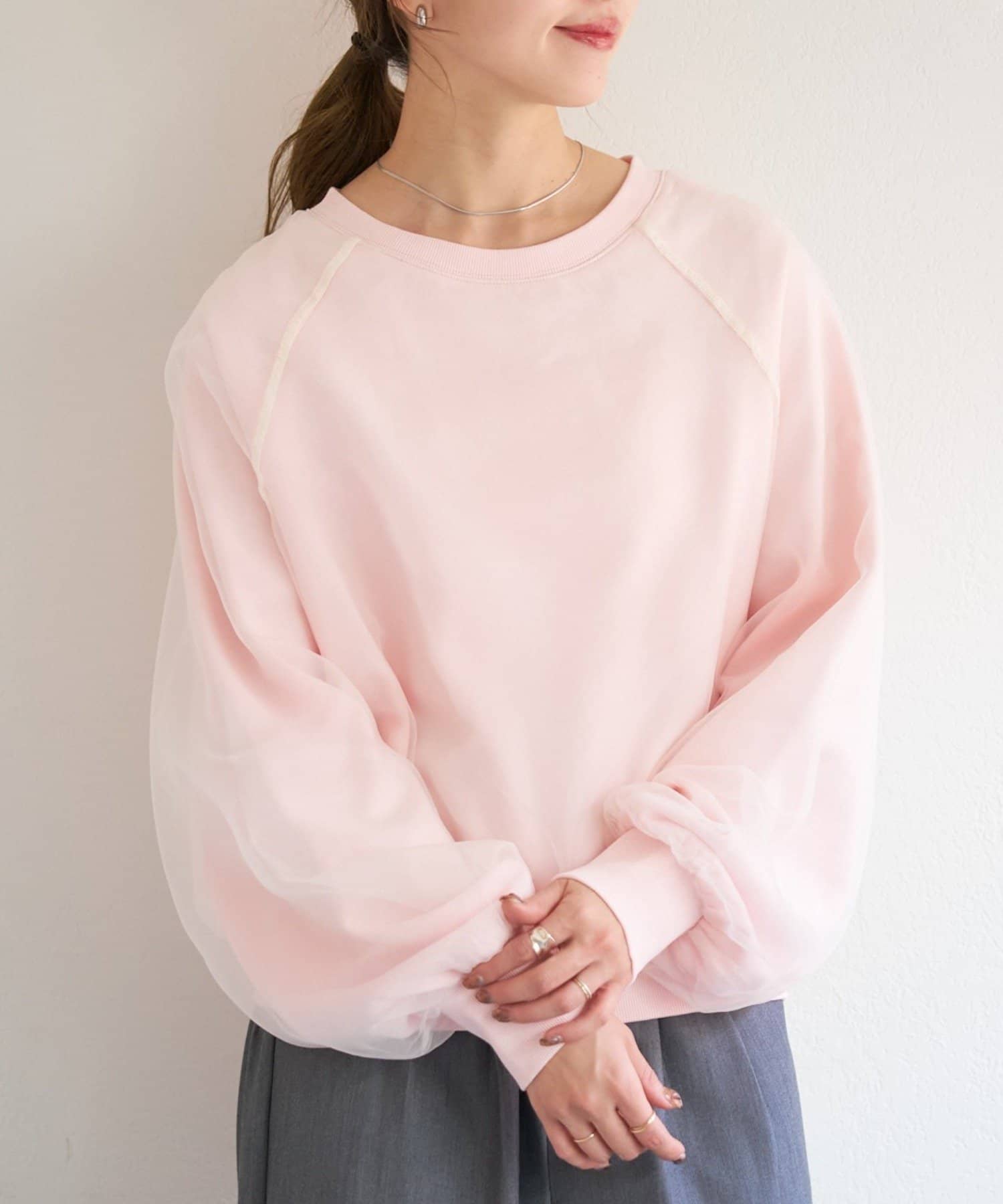 Kastane(カスタネ) B オーガンジーレイヤードスウェット