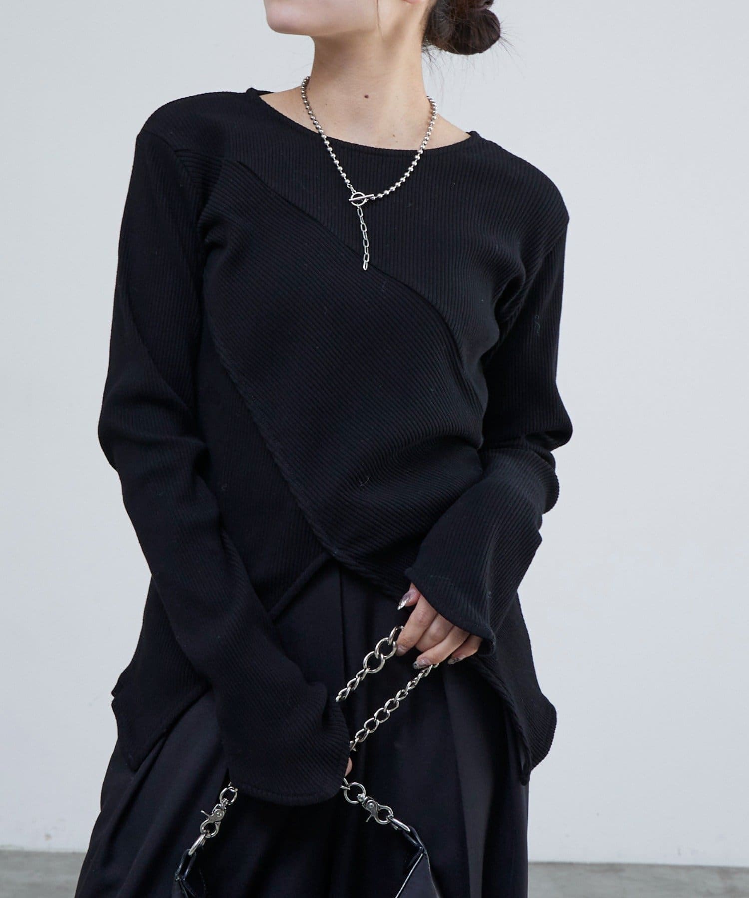 Lui's(ルイス) リブ切替デザイントップス