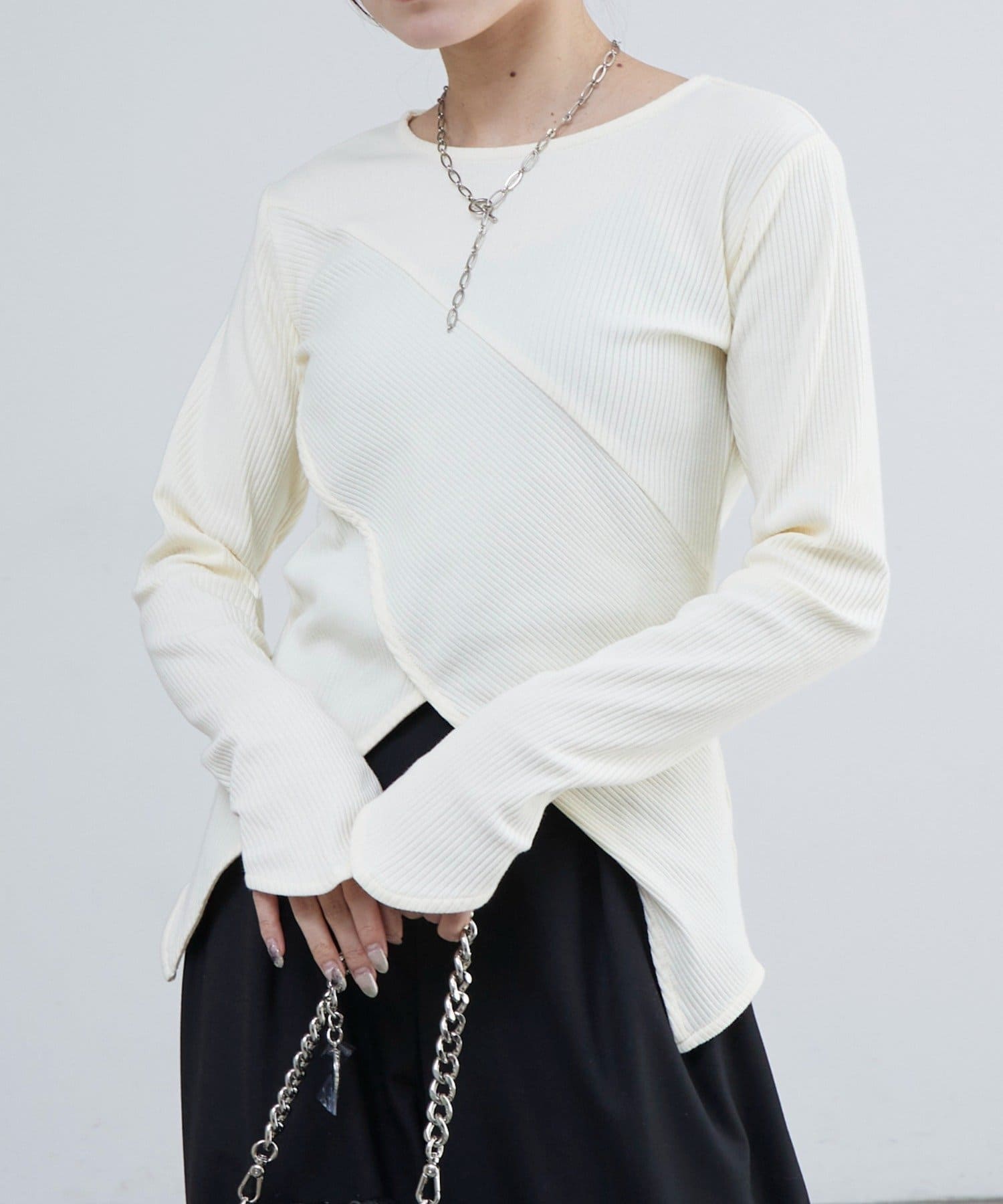 Lui's(ルイス) リブ切替デザイントップス