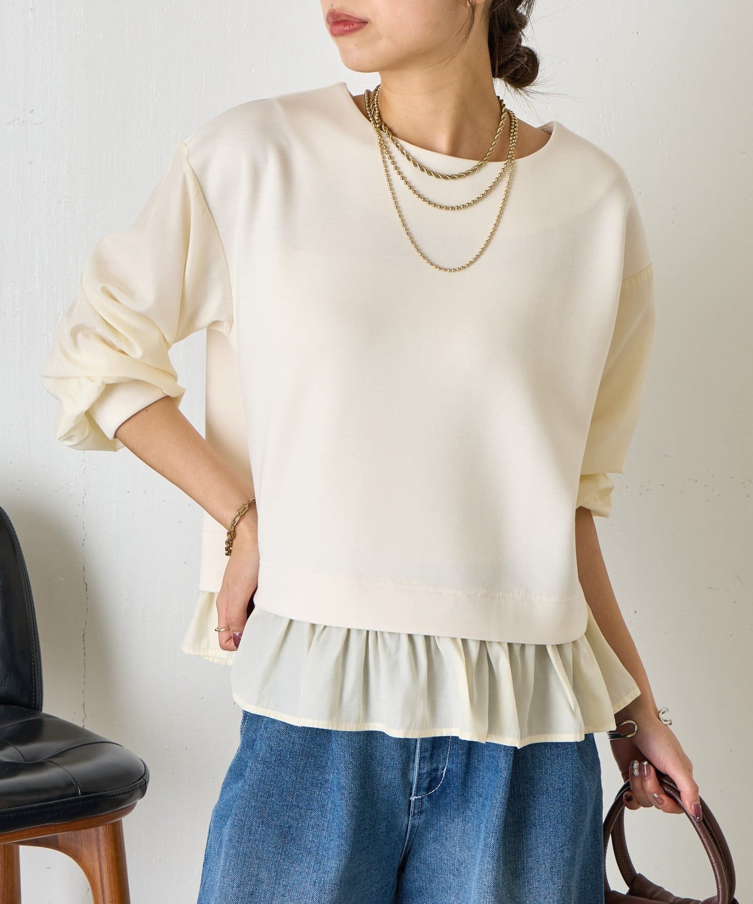 Jena　espace merveilleux(ジェナ　エスパスメルヴェイユ) 【着るだけ完成】レイヤード風プルオーバー