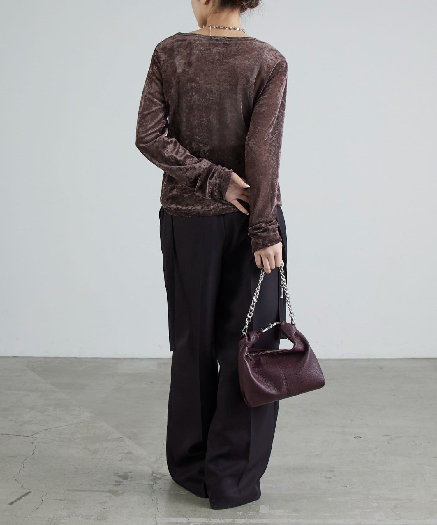 Lui's(ルイス) フロントシャーリングベロアプルオーバー