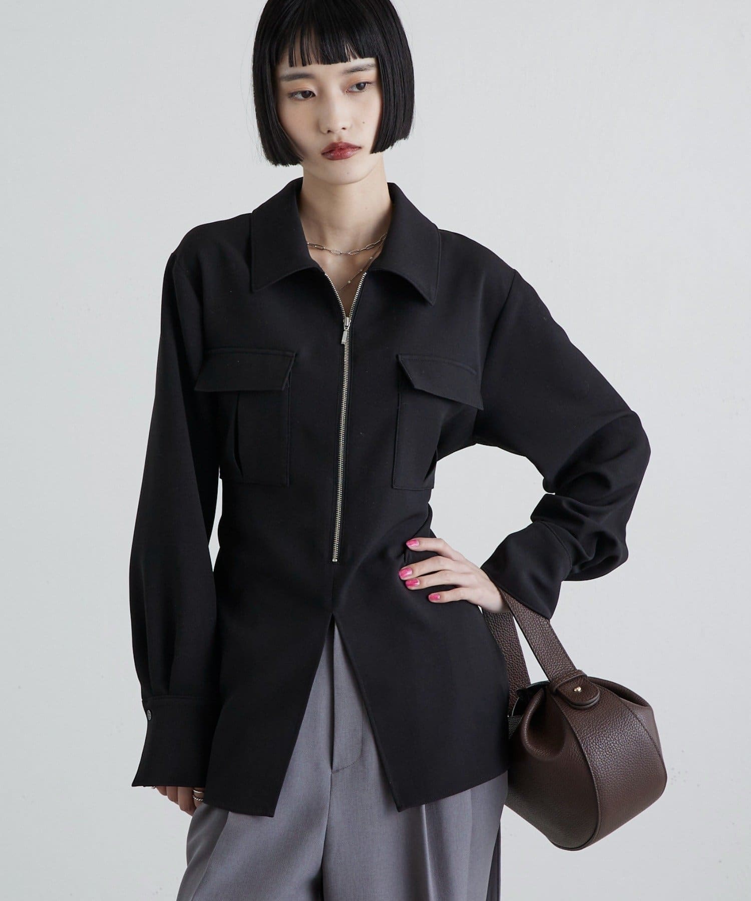 Lui's(ルイス) ダブルクロス前ポケットZIPシャツ