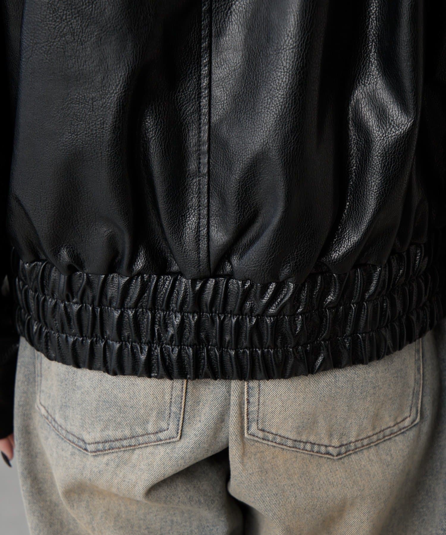 Lui's(ルイス) フェイクレザーZIPブルゾン