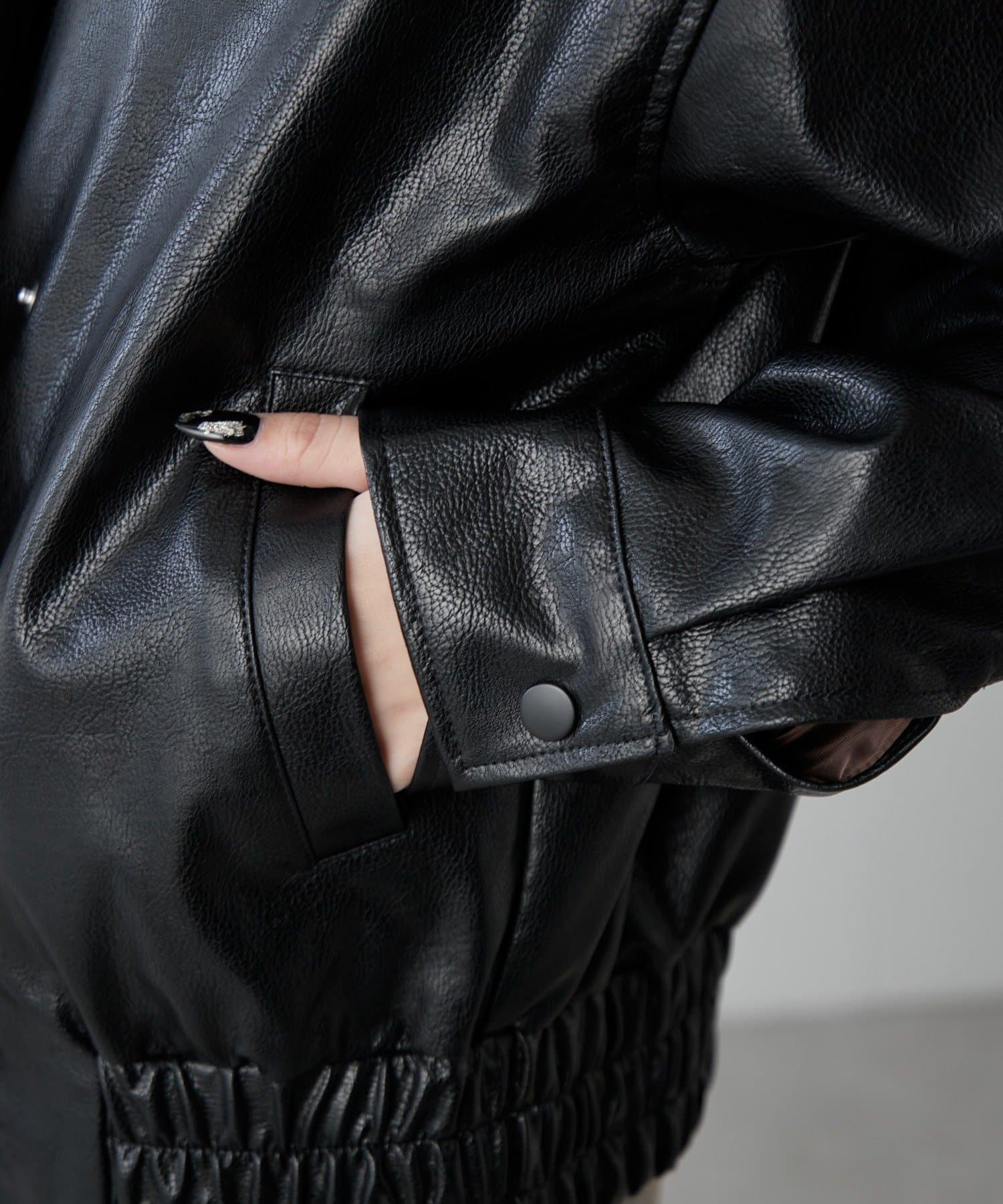 Lui's(ルイス) フェイクレザーZIPブルゾン