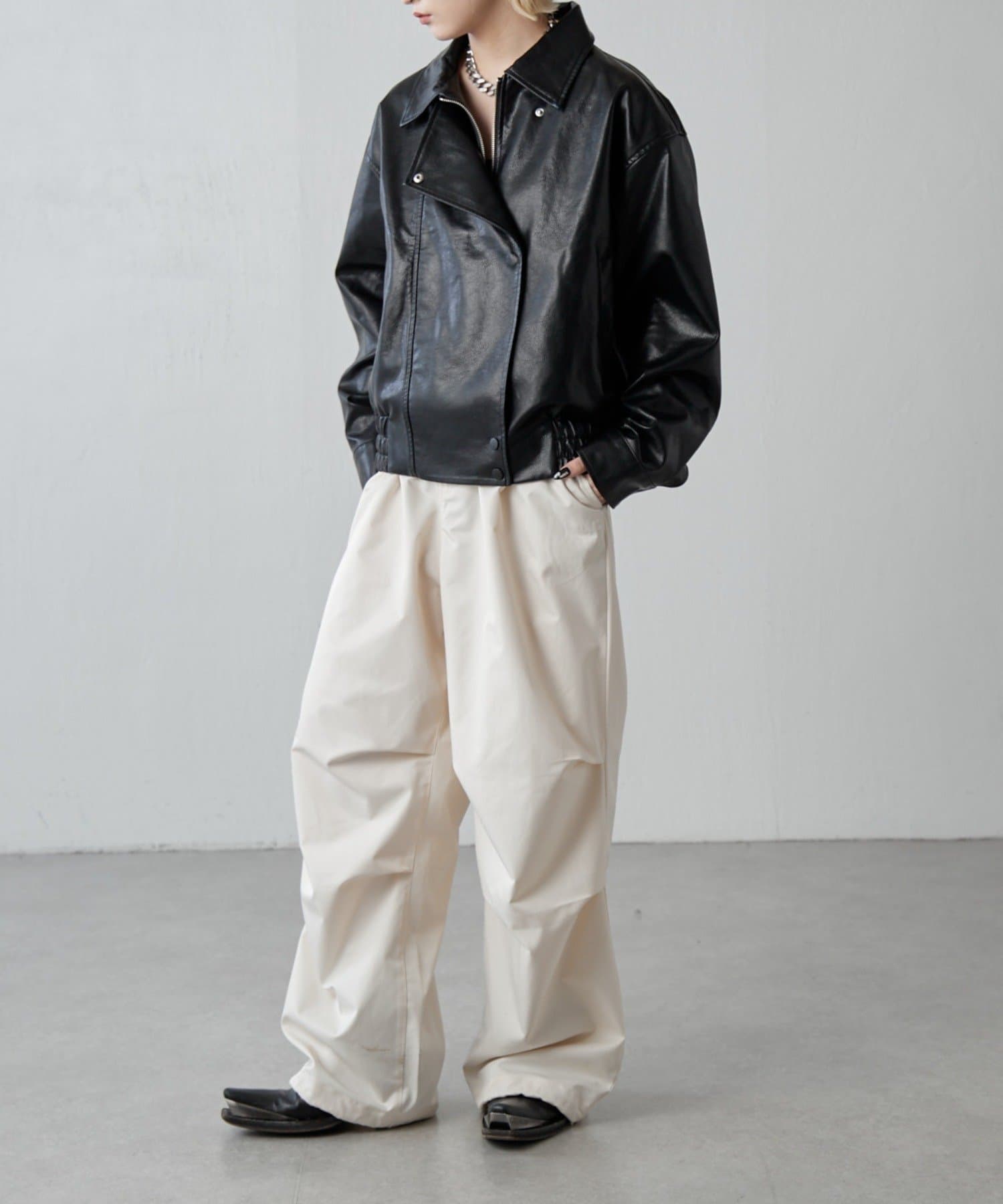 Lui's(ルイス) フェイクレザーZIPブルゾン