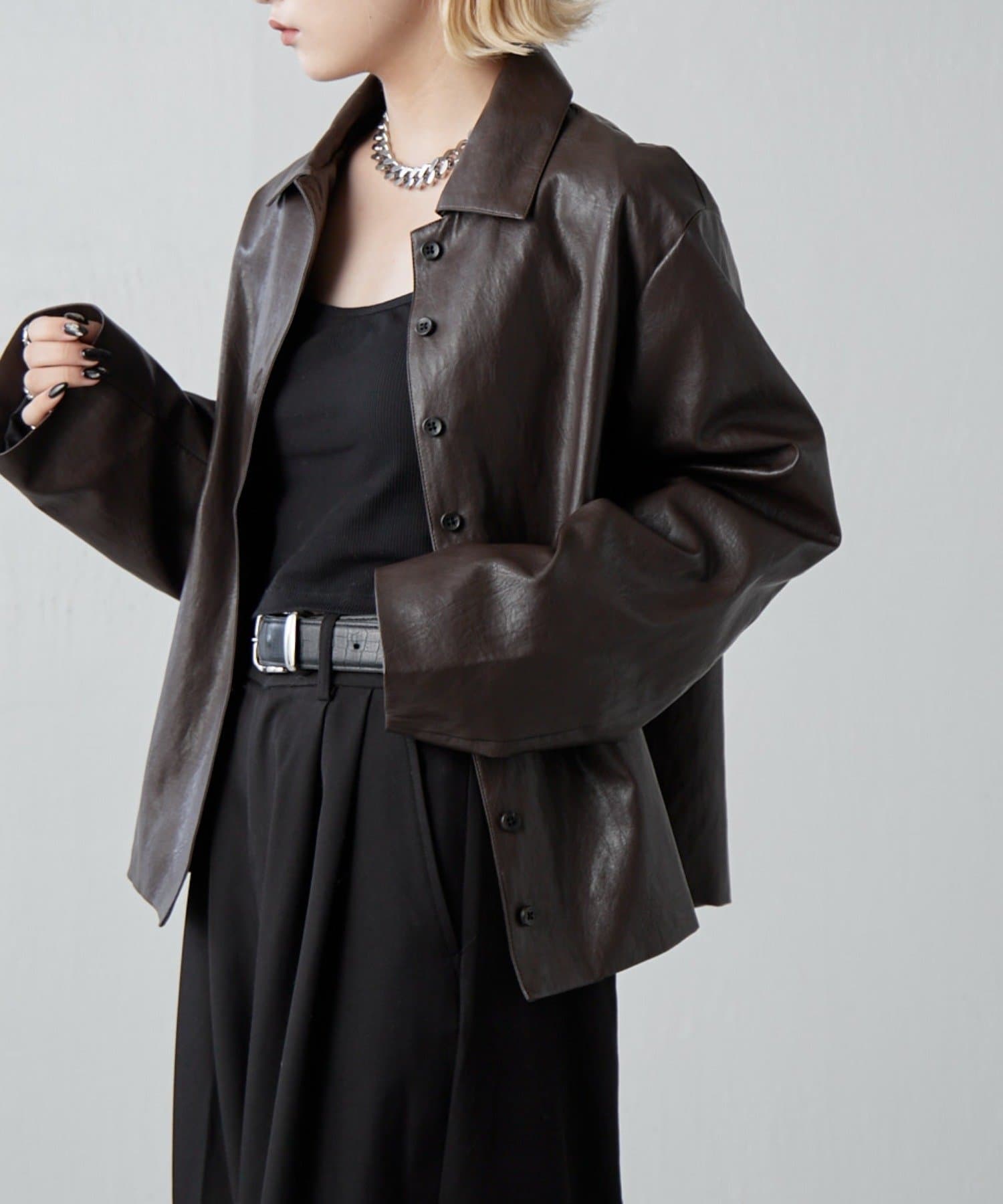 Lui's(ルイス) フェイクレザーシャツジャケット